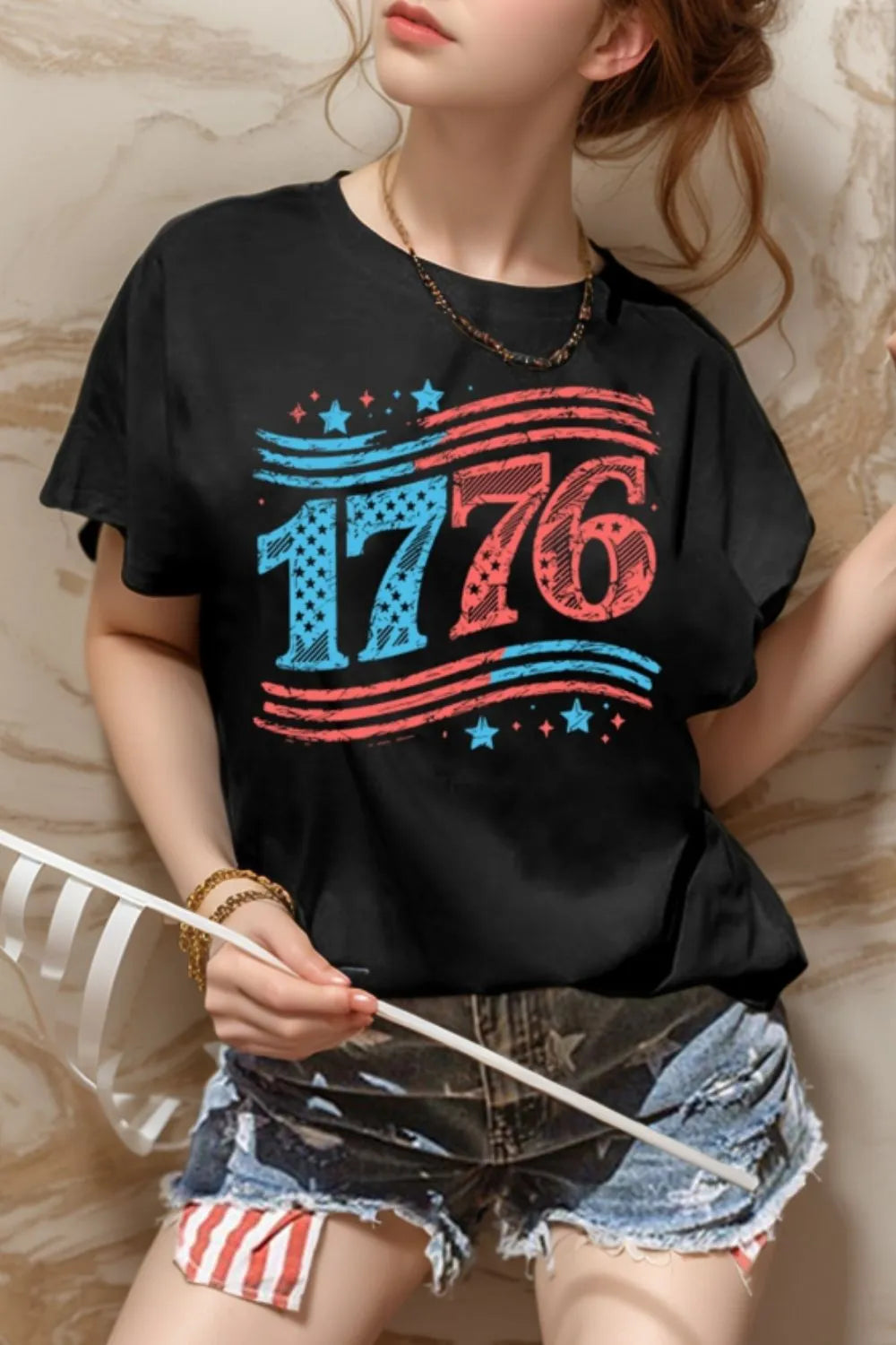 Graphic Round Neck Short Sleeve T-Shirt