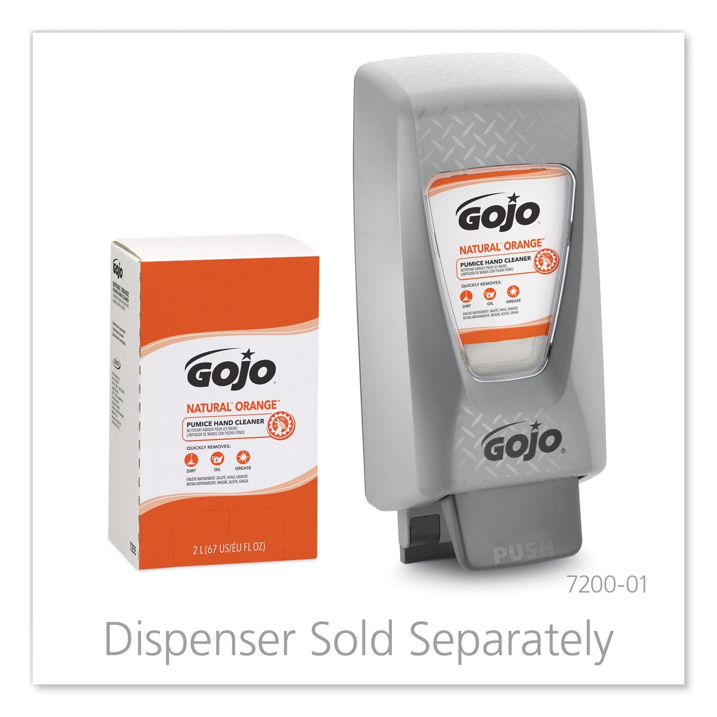GOJO NATURAL ORANGE Pumice Hand Cleaner Refill, Citrus Scent, 2,000mL, 4/Carton