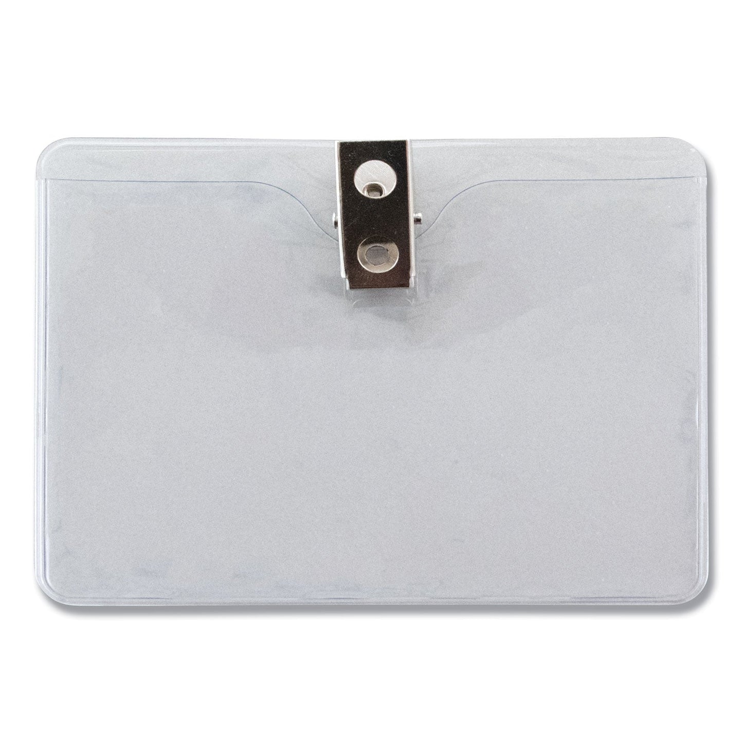 Advantus ID Badge Holders with Clip, Horizontal, Clear 4.13" x 3.38" Holder, 3.88" x 3" Insert, 50/Pack