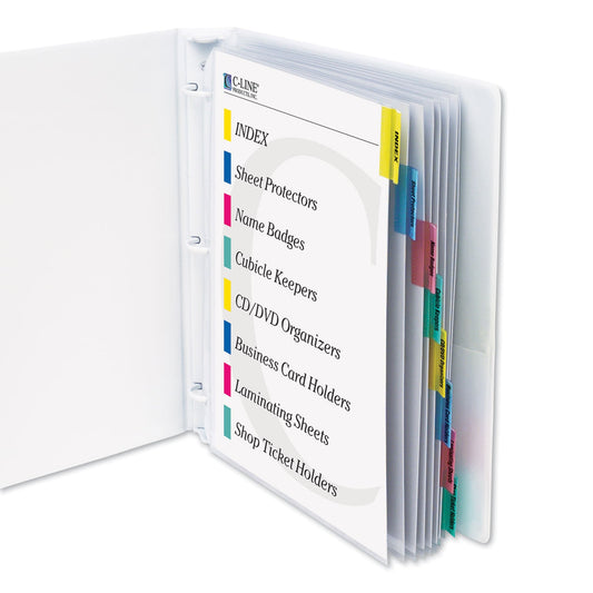 C-Line Sheet Protectors with Index Tabs, Assorted Color Tabs, 2", 11 x 8.5, 8/Set