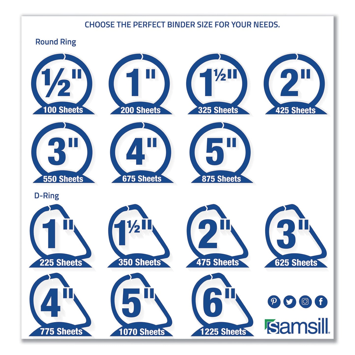 Samsill Earth's Choice Biobased Round Ring View Binder, 3 Rings, 0.5" Capacity, 11 x 8.5, White