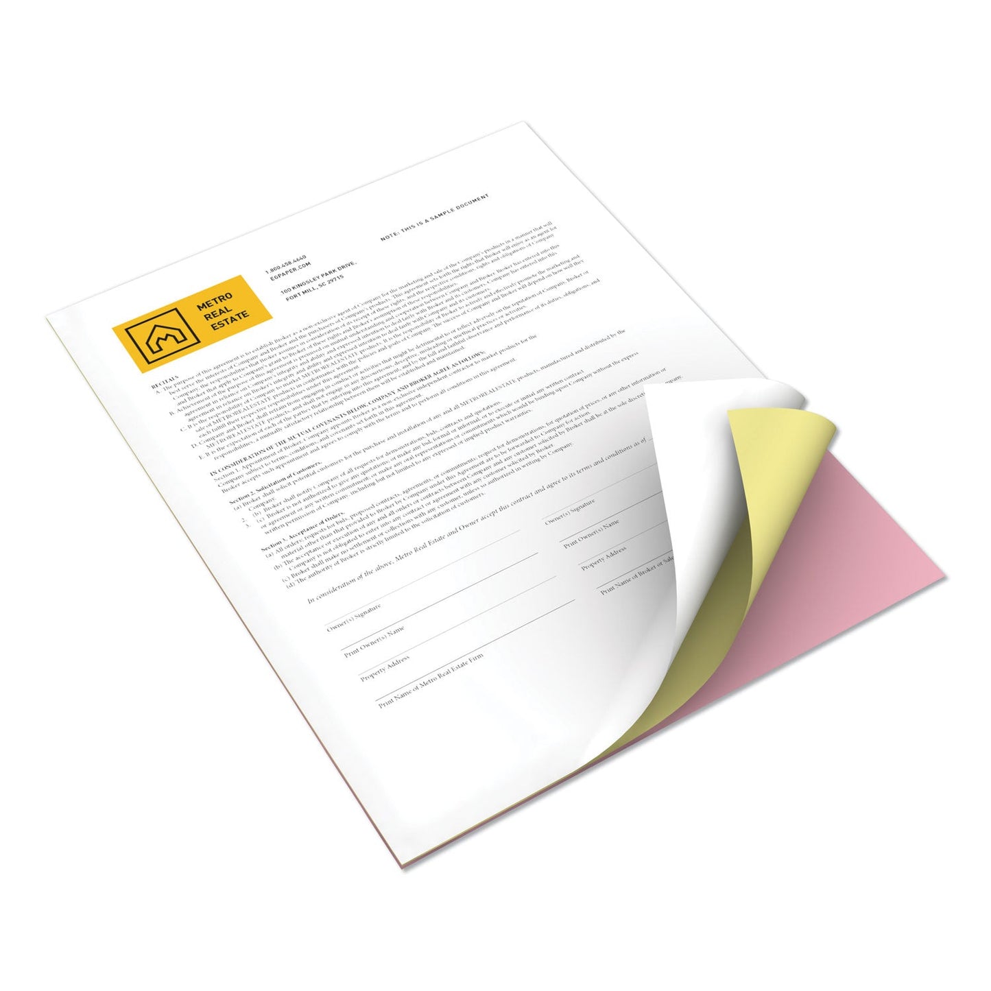 xerox Revolution Carbonless 3-Part Paper, 8.5 x 11, White/Canary/Pink, 5,000/Carton