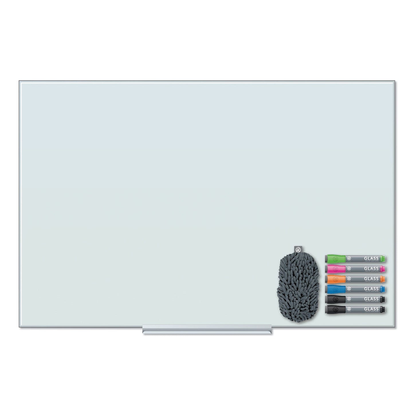 U Brands Floating Glass Dry Erase Board, 36 x 24, White