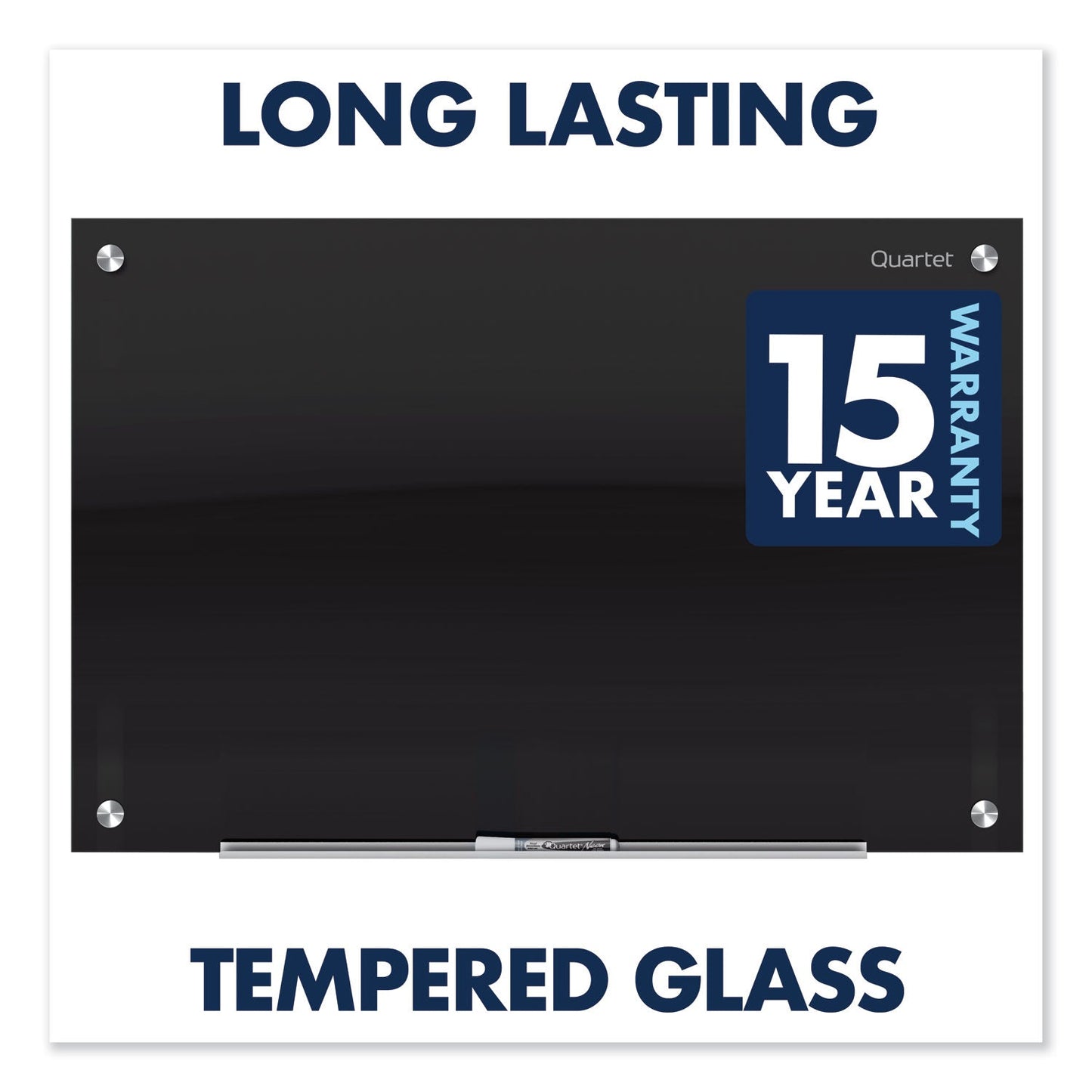 Quartet Infinity Magnetic Glass Marker Board, 36 x 24, Black
