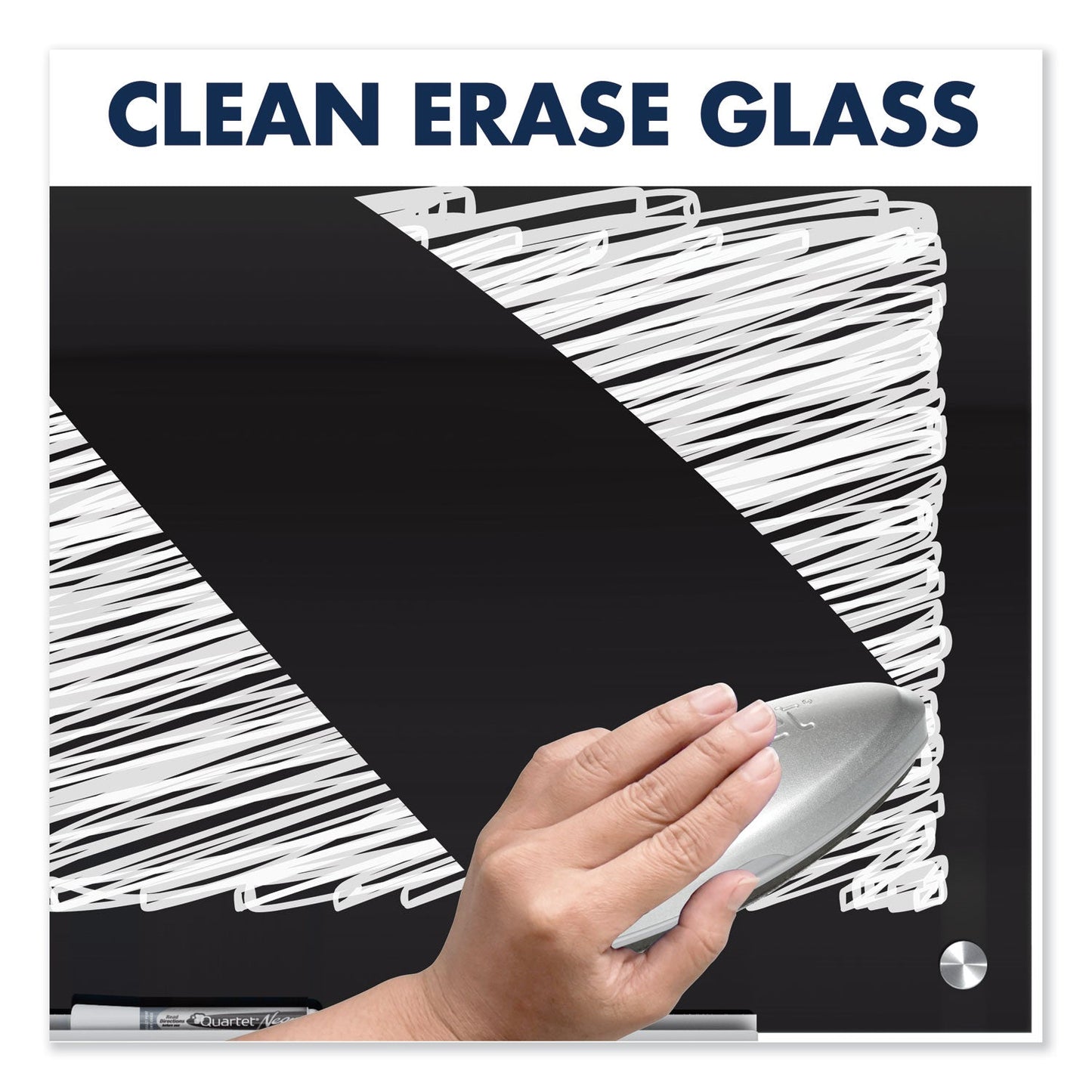 Quartet Infinity Magnetic Glass Marker Board, 36 x 24, Black