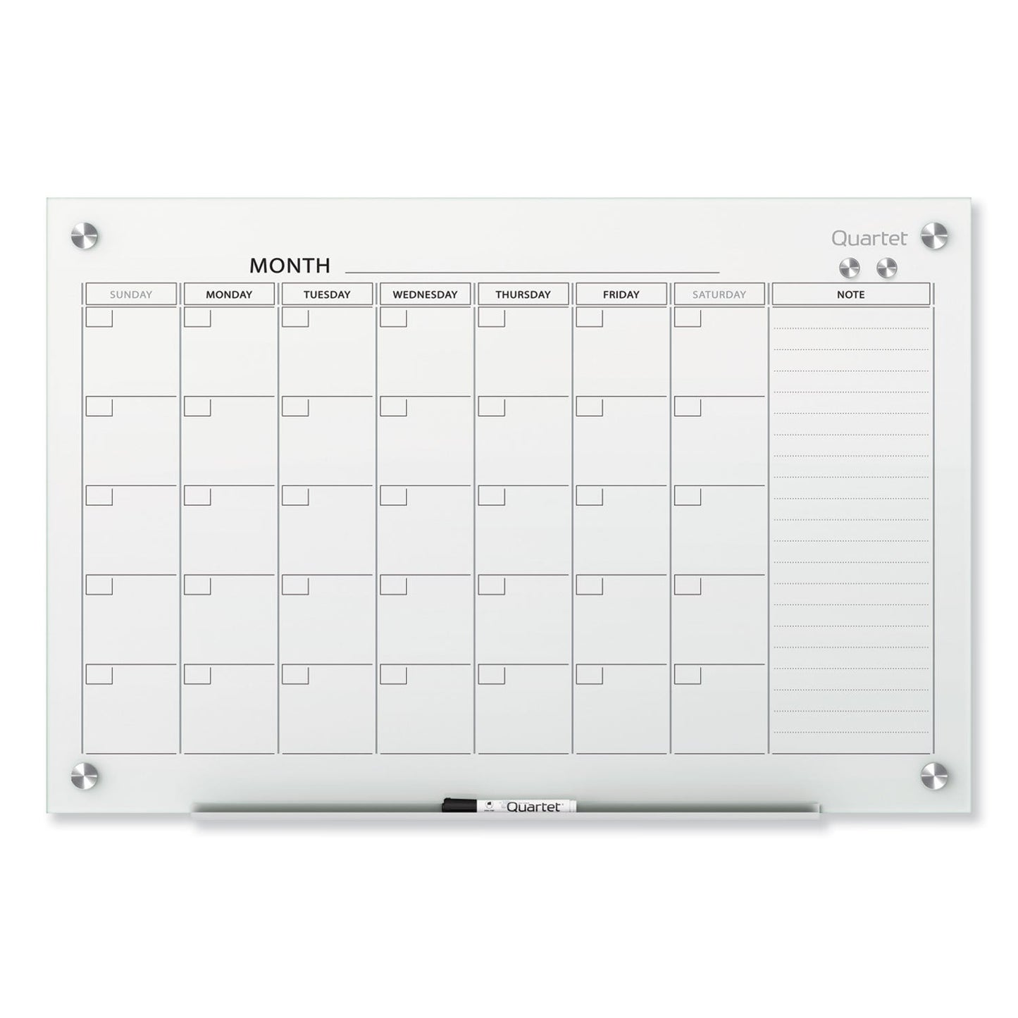 Quartet Infinity Magnetic Glass Calendar Board, 36 x 24