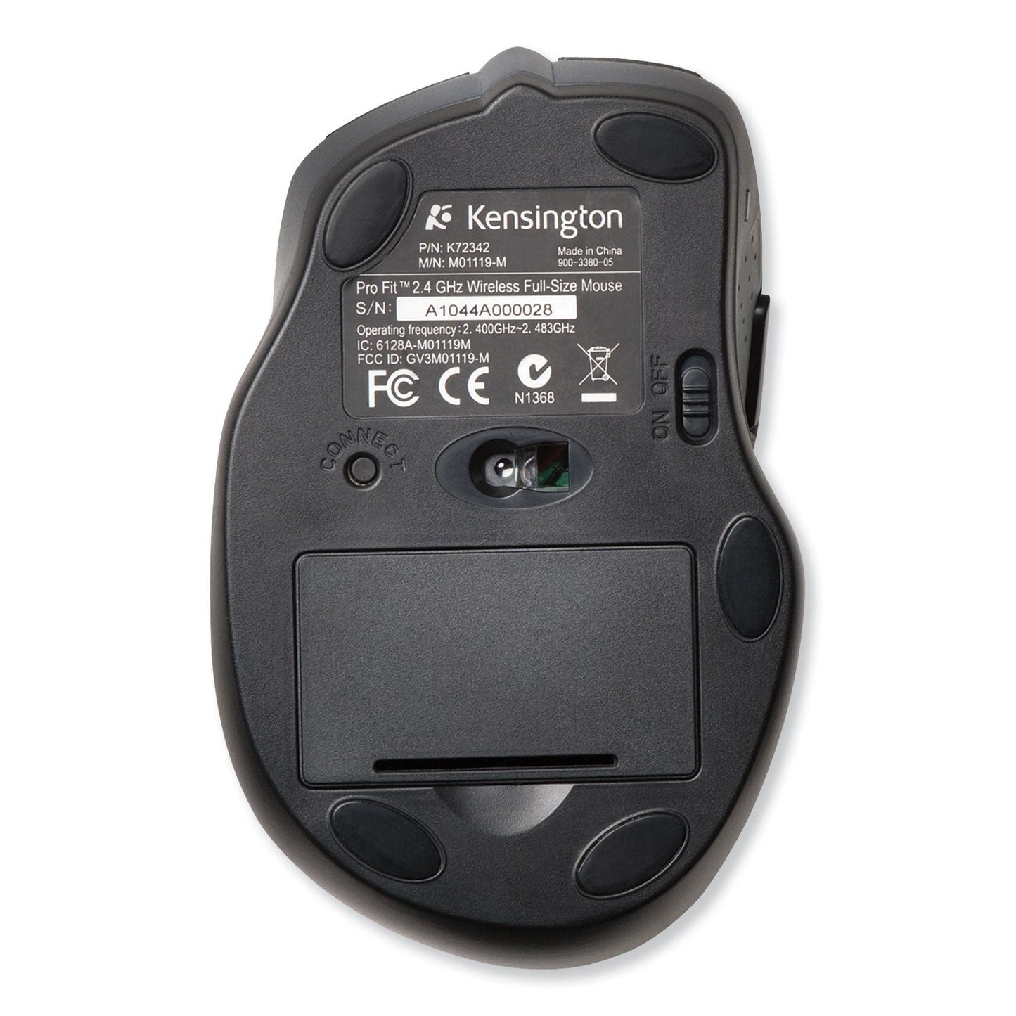 Kensington Pro Fit Full-Size Wireless Mouse, 2.4 GHz Frequency/30 ft Wireless Range, Right Hand Use, Black