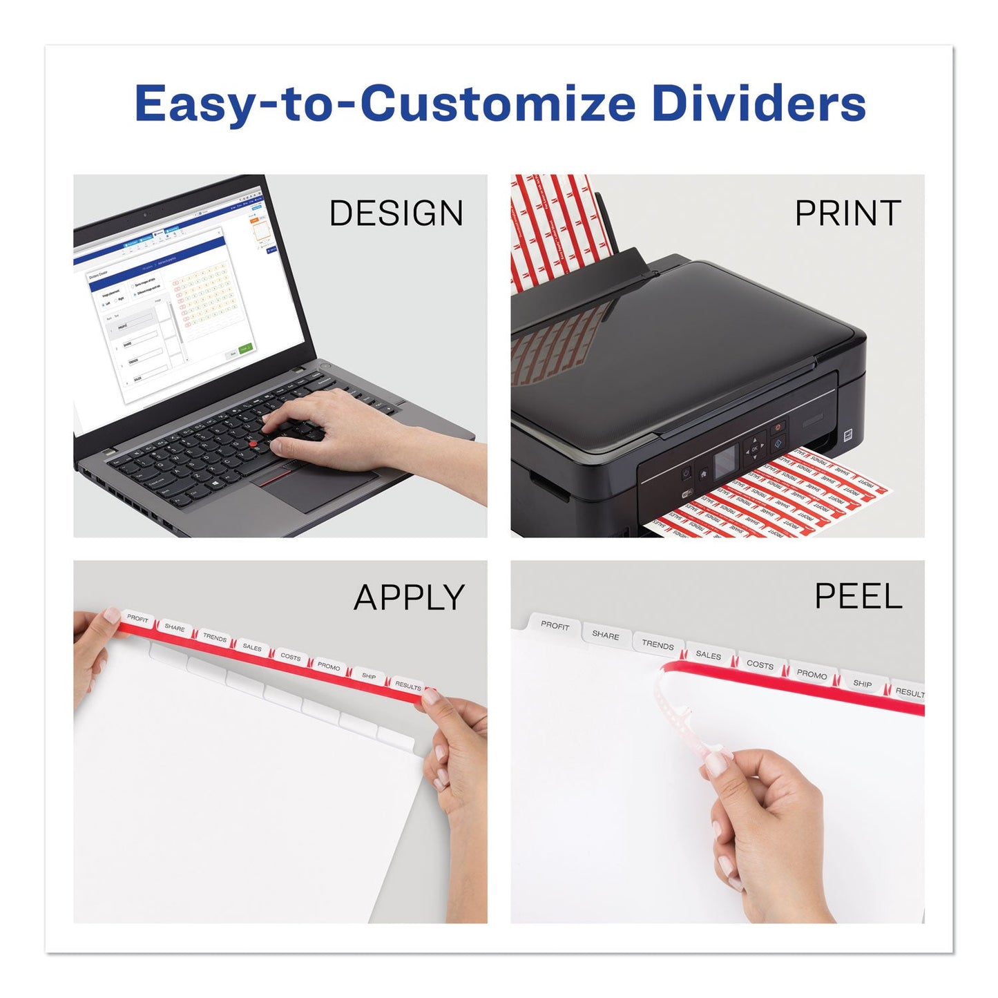 Avery Print and Apply Index Maker Clear Label Dividers, Big Tab, 8-Tab, 11 x 8.5, White, 1 Set