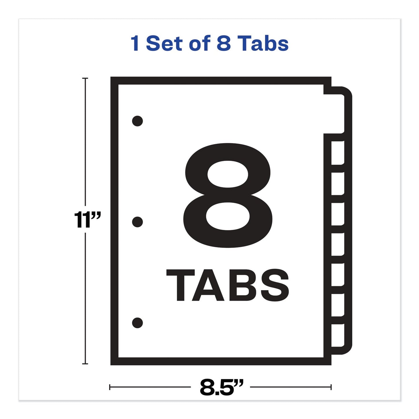 Avery Print and Apply Index Maker Clear Label Dividers, Big Tab, 8-Tab, 11 x 8.5, White, 1 Set