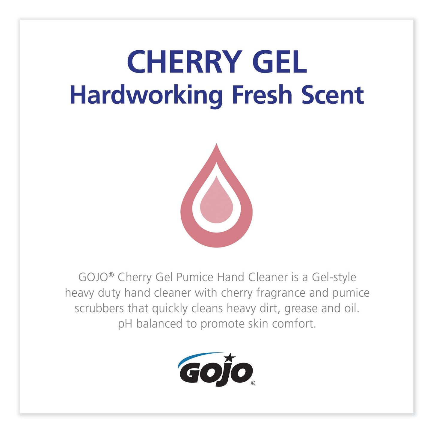 GOJO Cherry Gel Pumice Hand Cleaner, Cherry Scent, 1 gal Bottle, 2/Carton