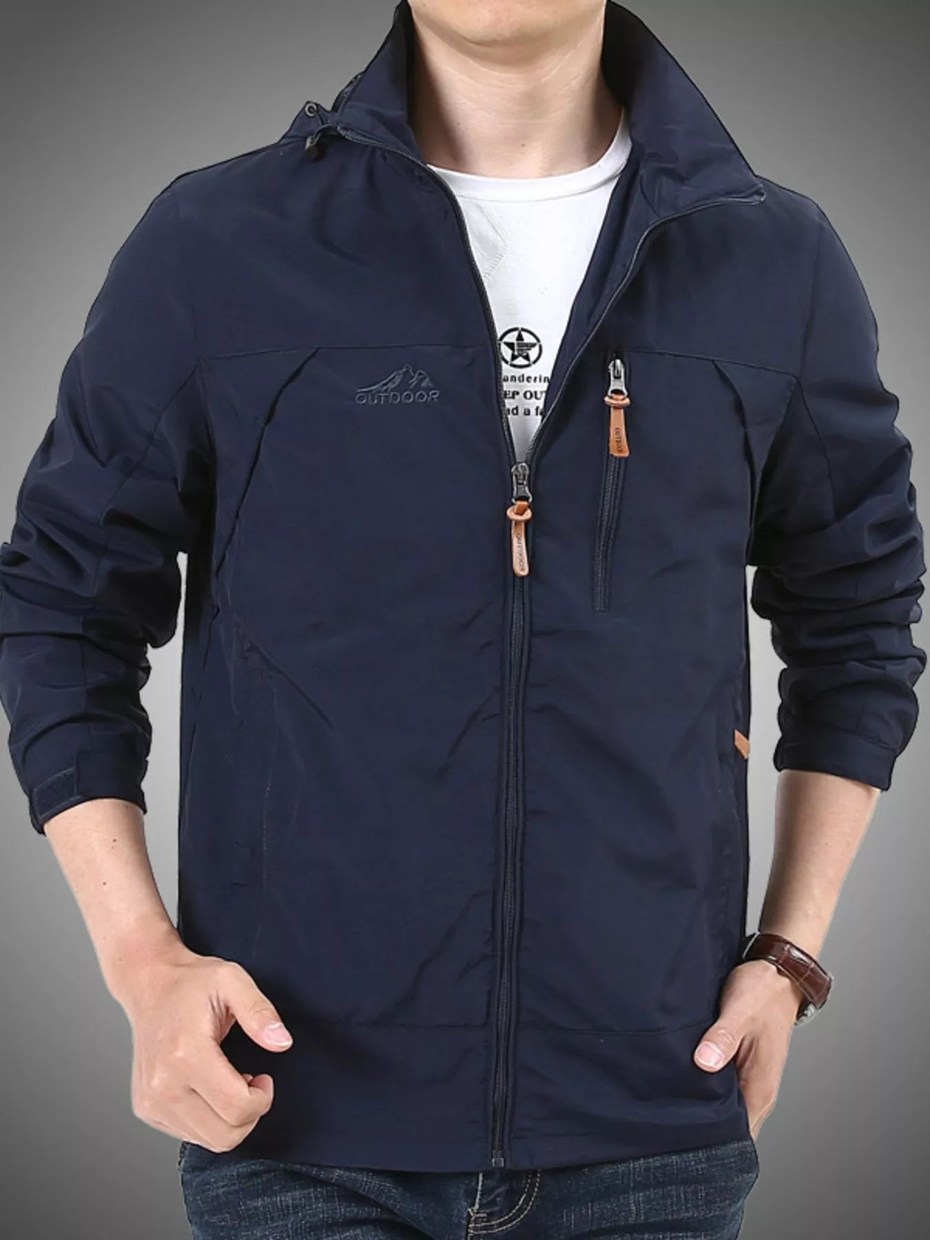 Men's Plus Size Lightweight Hooded Outdoor Jacket