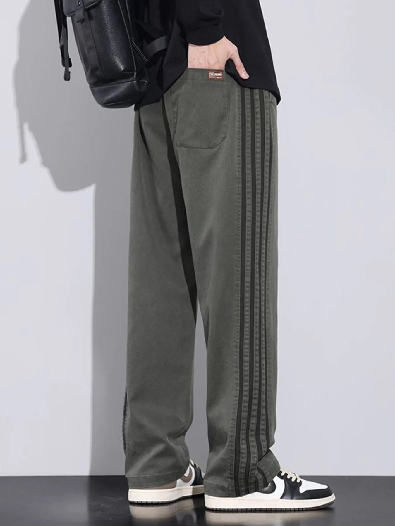 Men's Plus Size Casual Loose Fit Stripes Pants