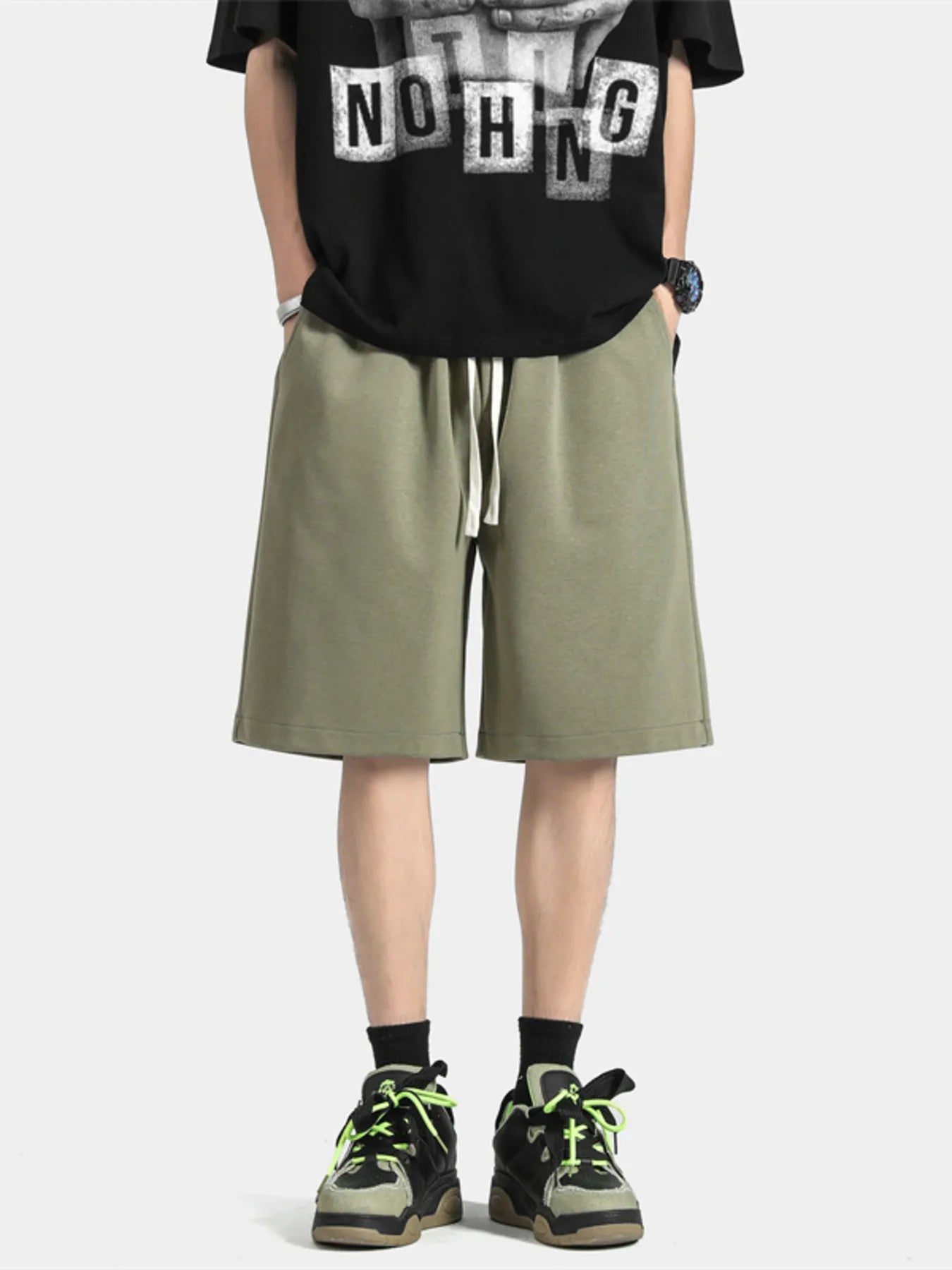 Men's Full Size Casual Loose-Fit Drawstring Shorts Plus Size