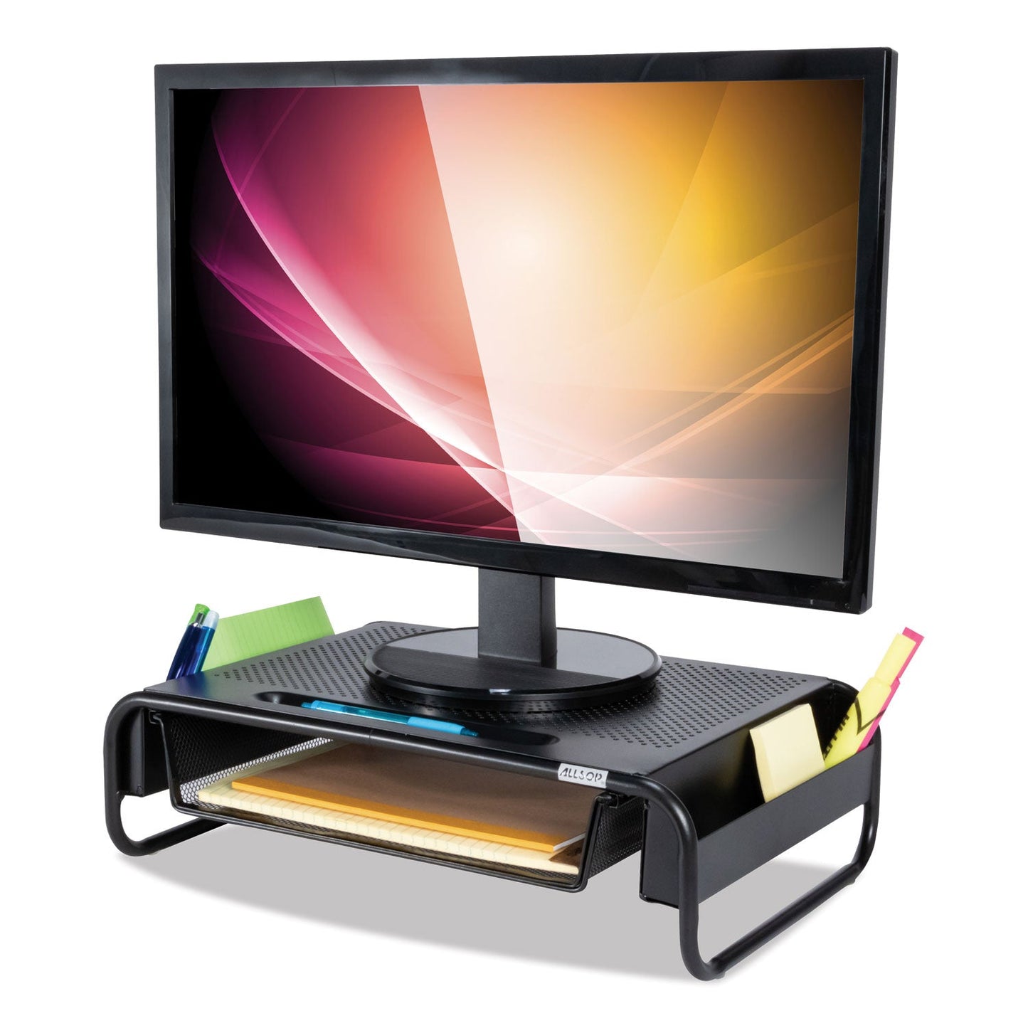 Allsop Metal Art Organizer 5 Monitor, 18" x 11.8" x 5.1", Black, Supports 30 lbs