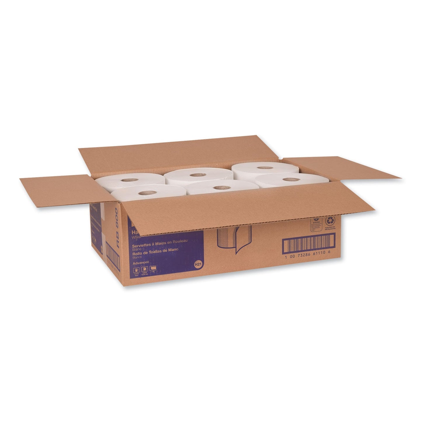 Tork Advanced Hardwound Roll Towel, 1-Ply, 7.88" x 800 ft, White, 6 Rolls/Carton