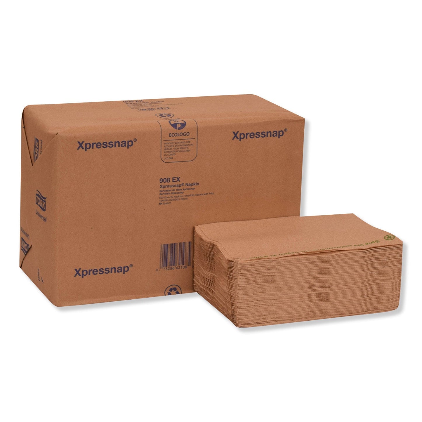 Tork Xpressnap Interfold Dispenser Napkins, 1-Ply, 13 x 8.5, Natural, 500/Pack, 12 Packs/Carton
