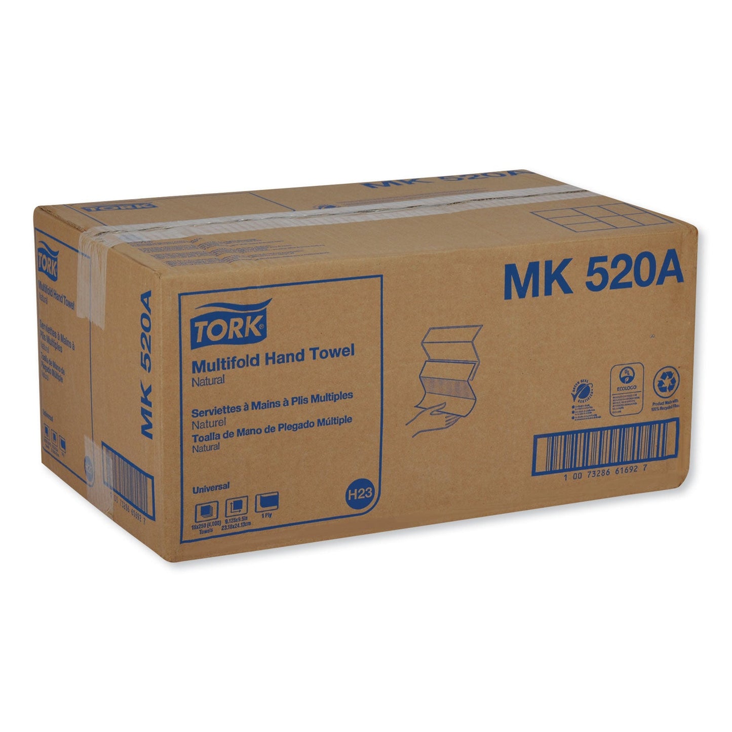 Tork Multifold Hand Towel, 9.13 x 9.5, Natural, 250/Pack, 16 Packs/Carton