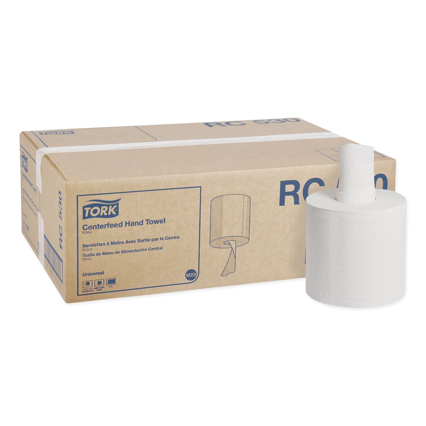 Tork Centerfeed Hand Towel, 2-Ply, 7.6 x 11.75, White, 530/Roll, 6 Roll/Carton