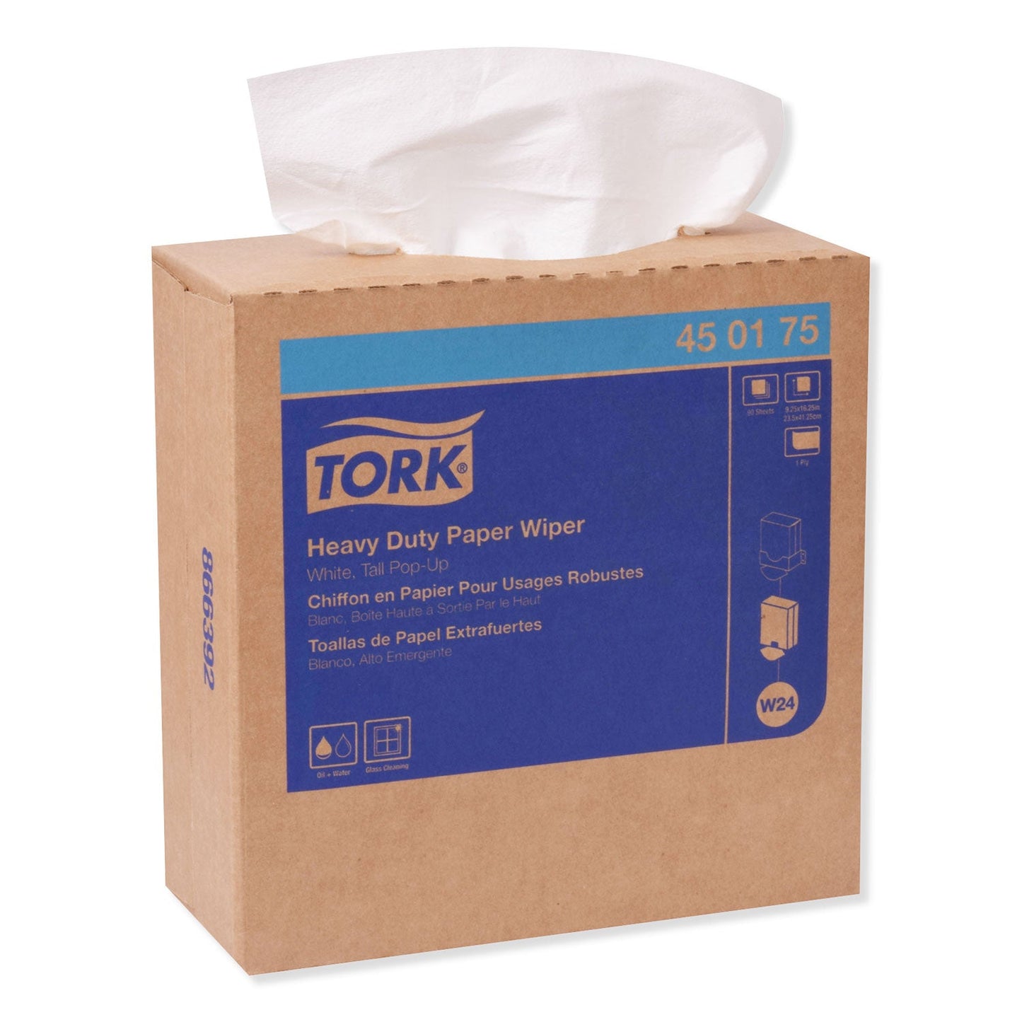Tork Heavy-Duty Paper Wiper, 9.25 x 16.25, White, 90 Wipes/Box, 10 Boxes/Carton