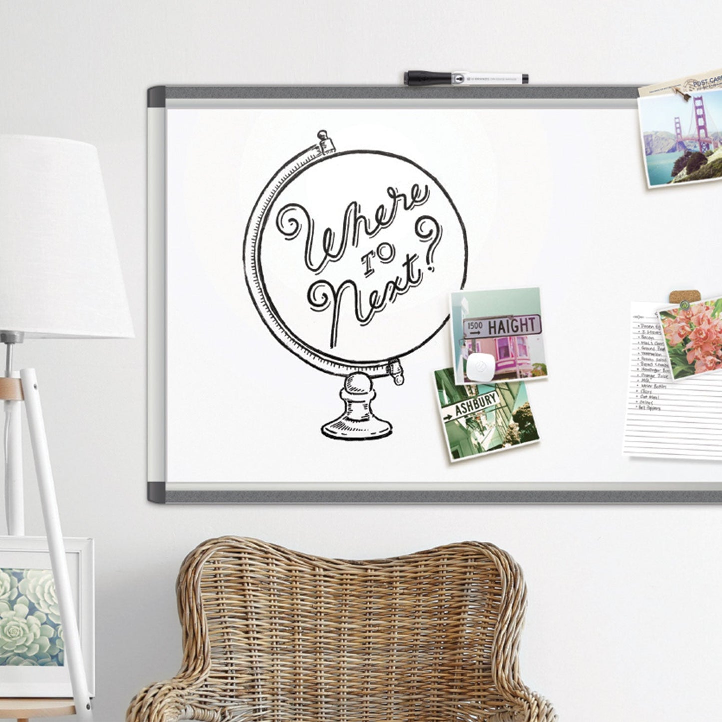 U Brands PINIT Magnetic Dry Erase Board, 48 x 36, White