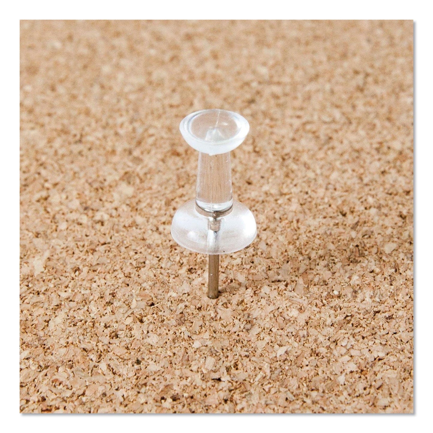 U Brands Standard Push Pins, Plastic, Clear, Clear Head/Silver Pin, 0.44", 200/Pack