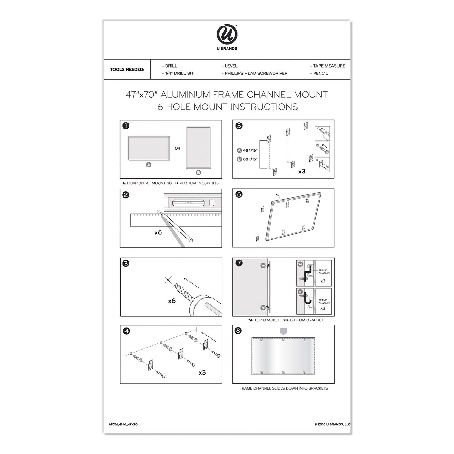 U Brands PINIT Magnetic Dry Erase Board, 72 x 48, White