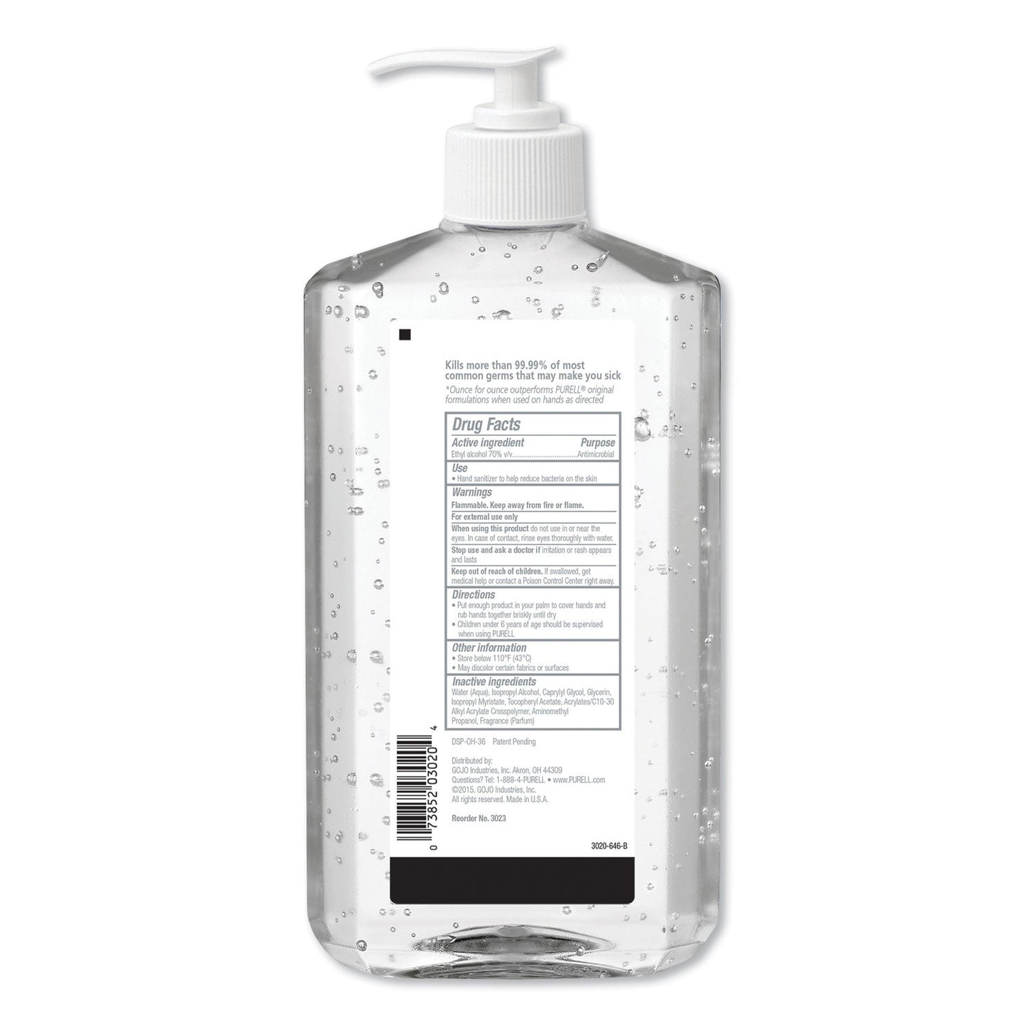 PURELL Advanced Refreshing Gel Hand Sanitizer, 20 oz Pump Bottle, Clean Scent, 12/Carton