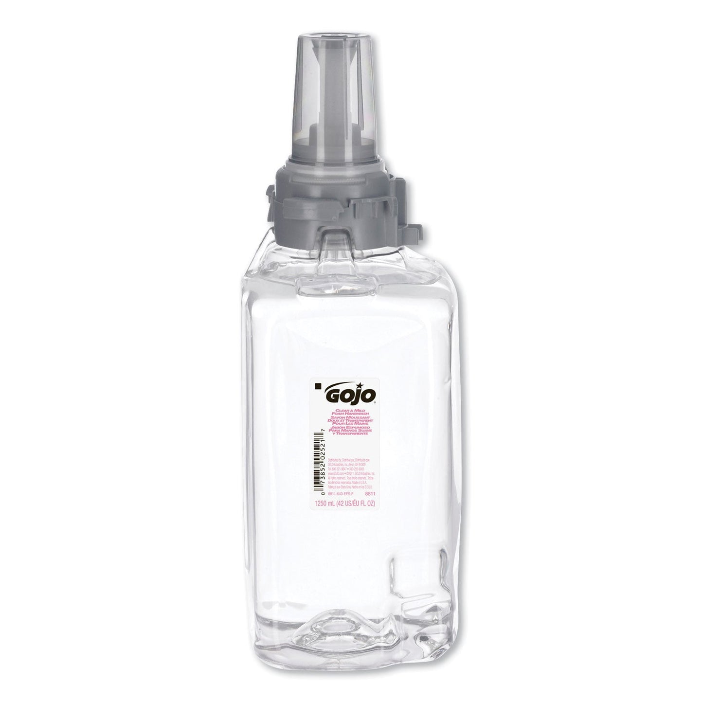 GOJO Clear and Mild Foam Handwash Refill, For ADX-12 Dispenser, Fragrance-Free, 1,250 mL Refill, 3/Carton