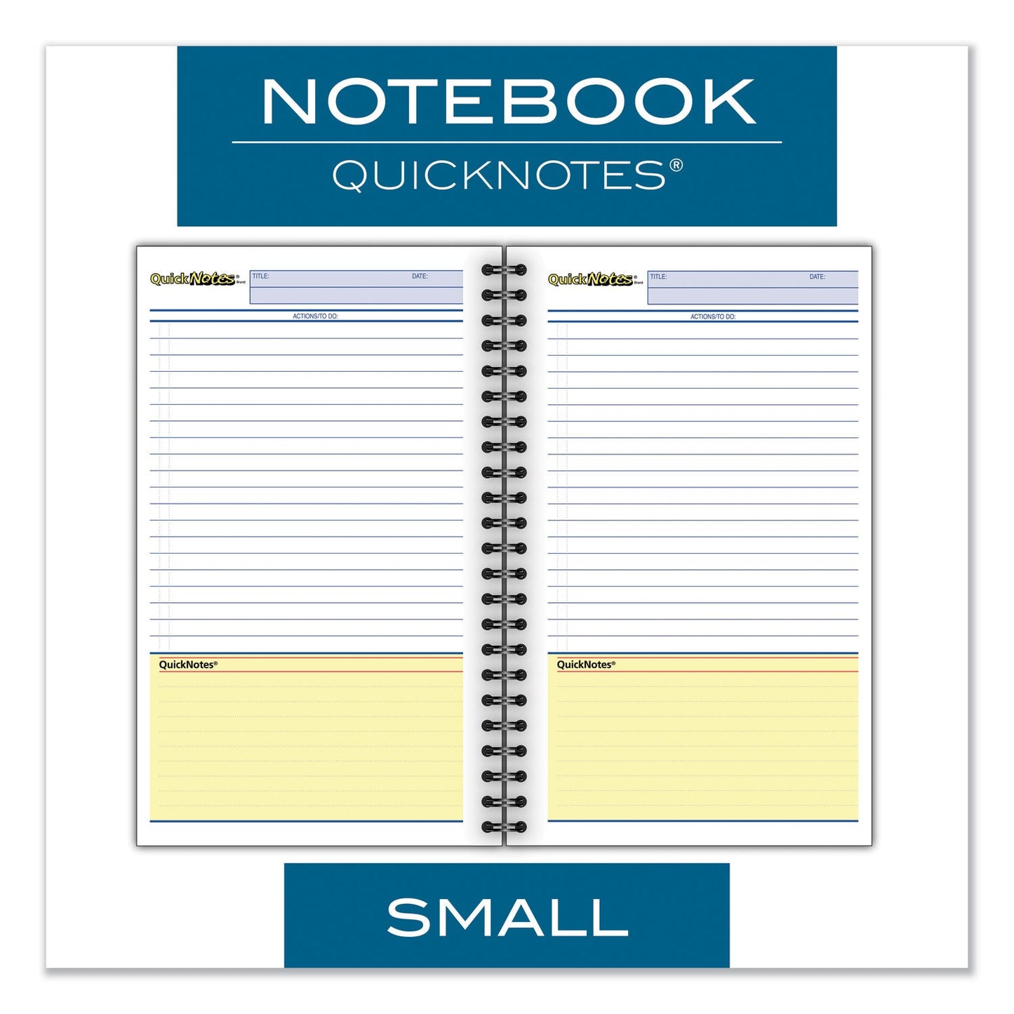 Cambridge Wirebound Guided QuickNotes Notebook, 1 Subject, List-Management Format, Dark Gray Cover, 8 x 5, 80 Sheets
