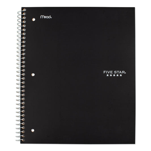 Five Star Wirebound Notebook, 1 Subject, Medium/College Rule, Black Cover, 11 x 8.5, 100 Sheets