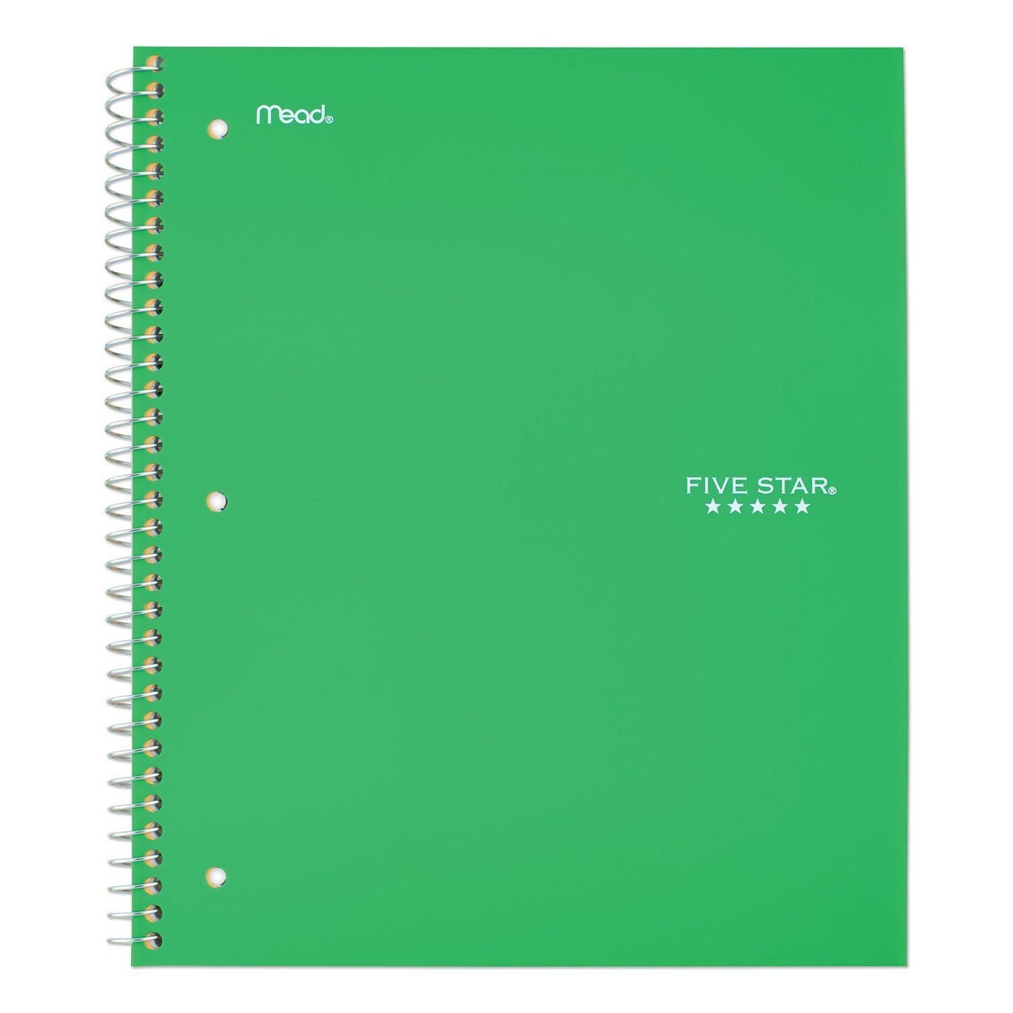 Five Star Wirebound Notebook, 1 Subject, Medium/College Rule, Green Cover, 11 x 8.5, 100 Sheets