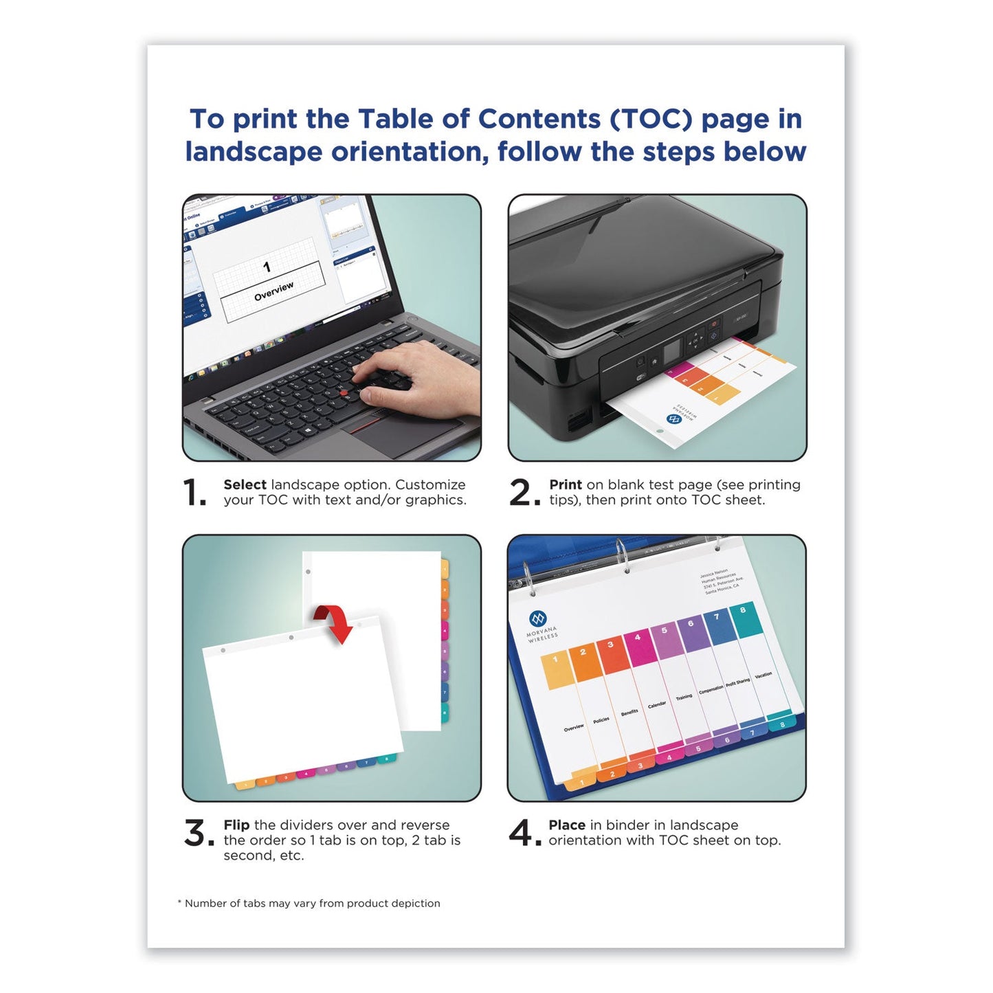 Avery Customizable TOC Ready Index Multicolor Tab Dividers, 5-Tab, 1 to 5, 11 x 8.5, White, Traditional Color Tabs, 1 Set