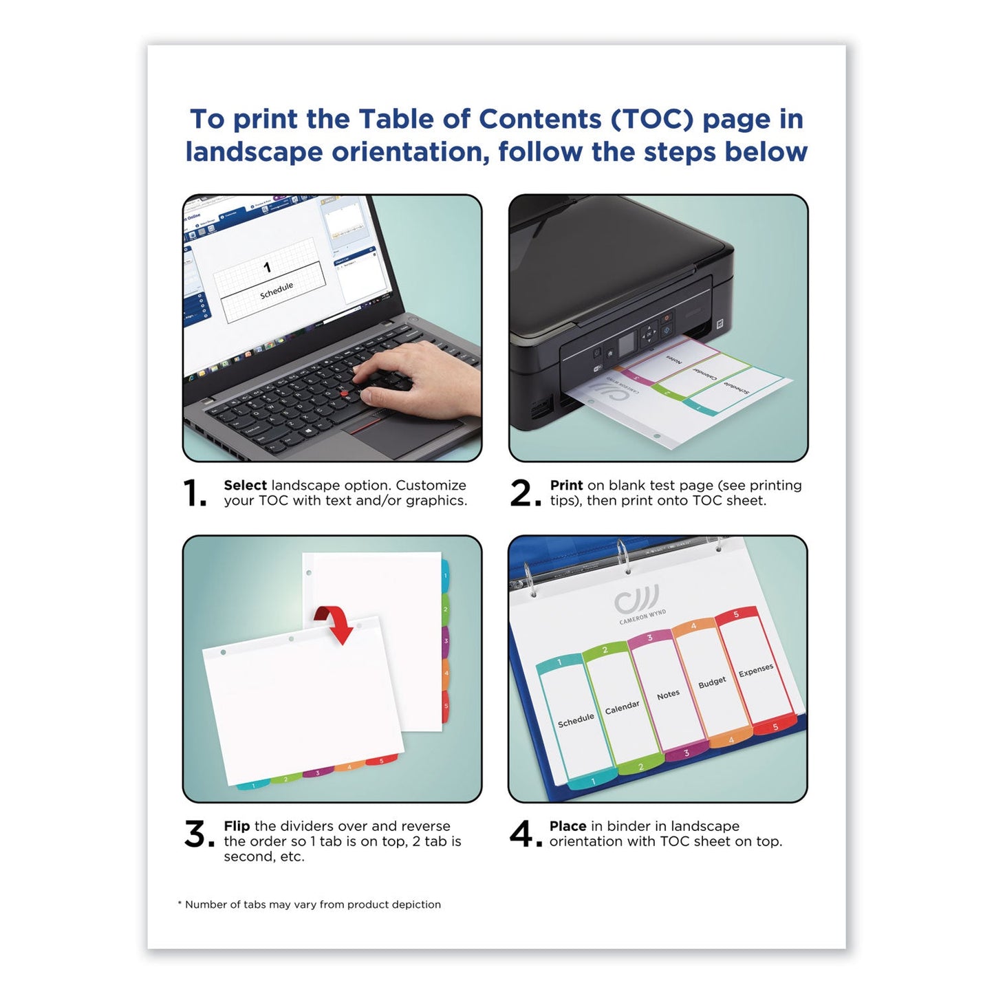 Avery Customizable TOC Ready Index Multicolor Tab Dividers, 15-Tab, 1 to 15, 11 x 8.5, White, Contemporary Color Tabs, 1 Set
