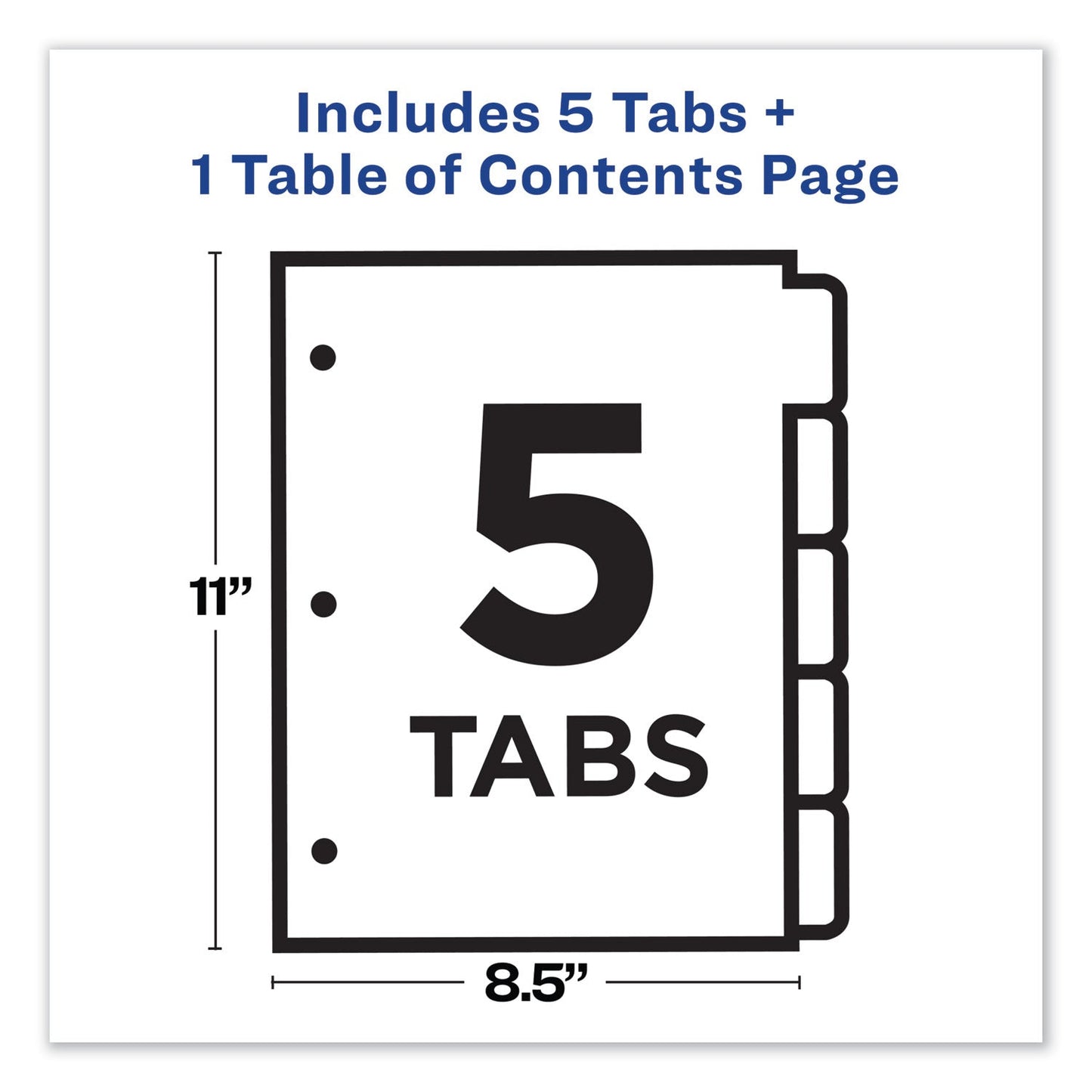 Avery Customizable TOC Ready Index Multicolor Tab Dividers, 5-Tab, 1 to 5, 11 x 8.5, White, Contemporary Color Tabs, 1 Set