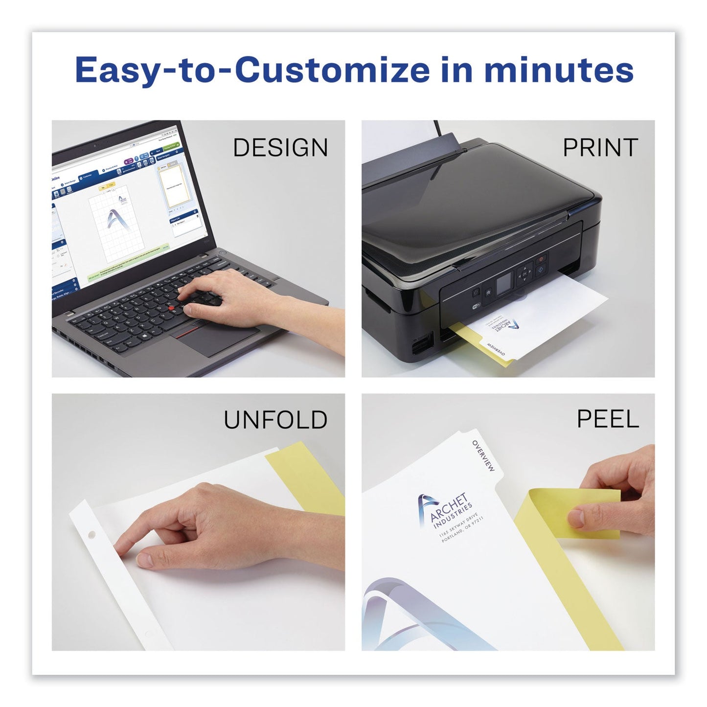 Avery Customizable Print-On Dividers, 3-Hole Punched, 5-Tab, 11 x 8.5, White, 1 Set