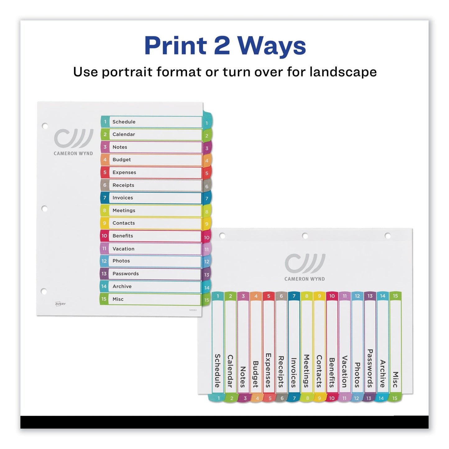 Avery Customizable TOC Ready Index Multicolor Tab Dividers, 15-Tab, 1 to 15, 11 x 8.5, White, Contemporary Color Tabs, 1 Set