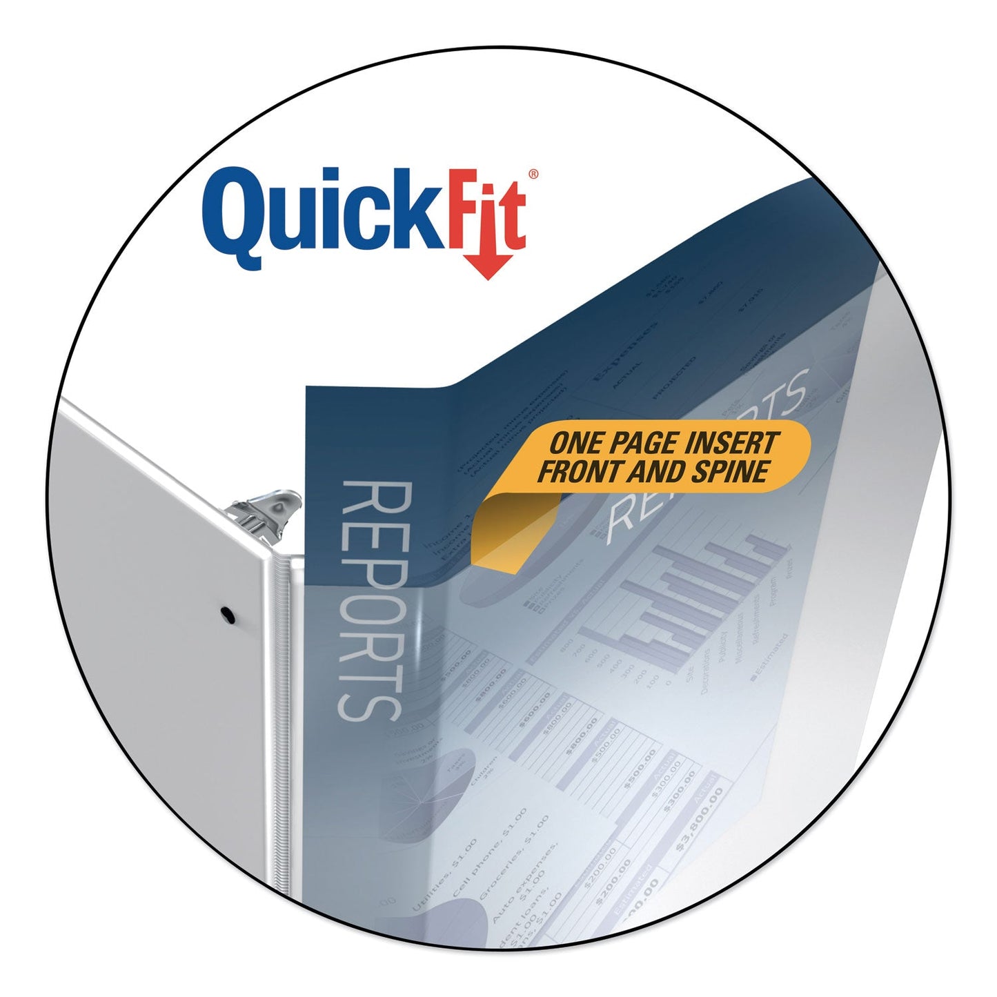 Stride QuickFit D-Ring View Binder, 3 Rings, 2" Capacity, 11 x 8.5, White