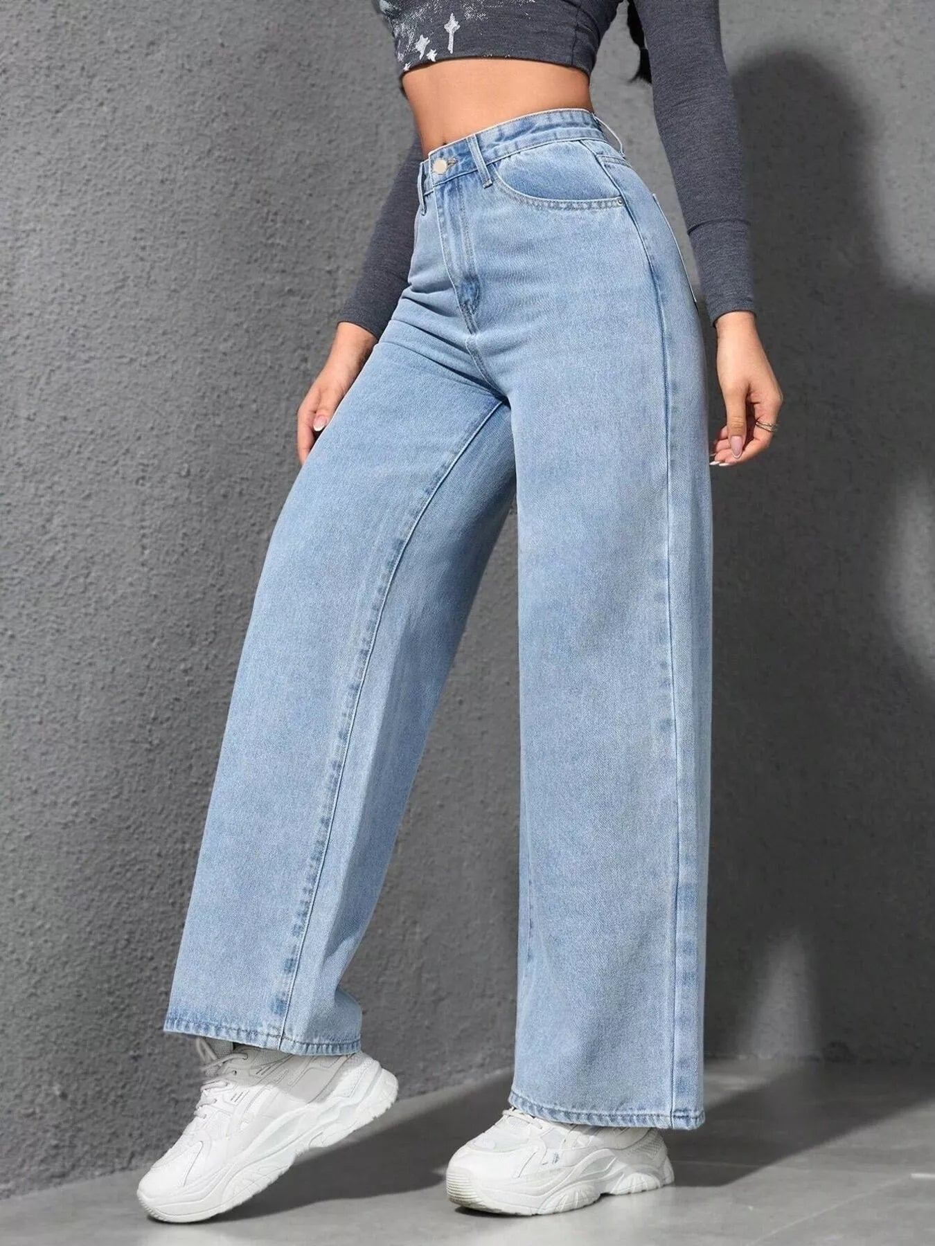 High-Waisted Wide Leg Jeans