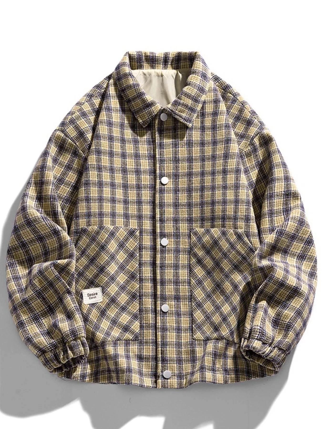 Men's Plus Size Casual Plaid Button-Up Jacket