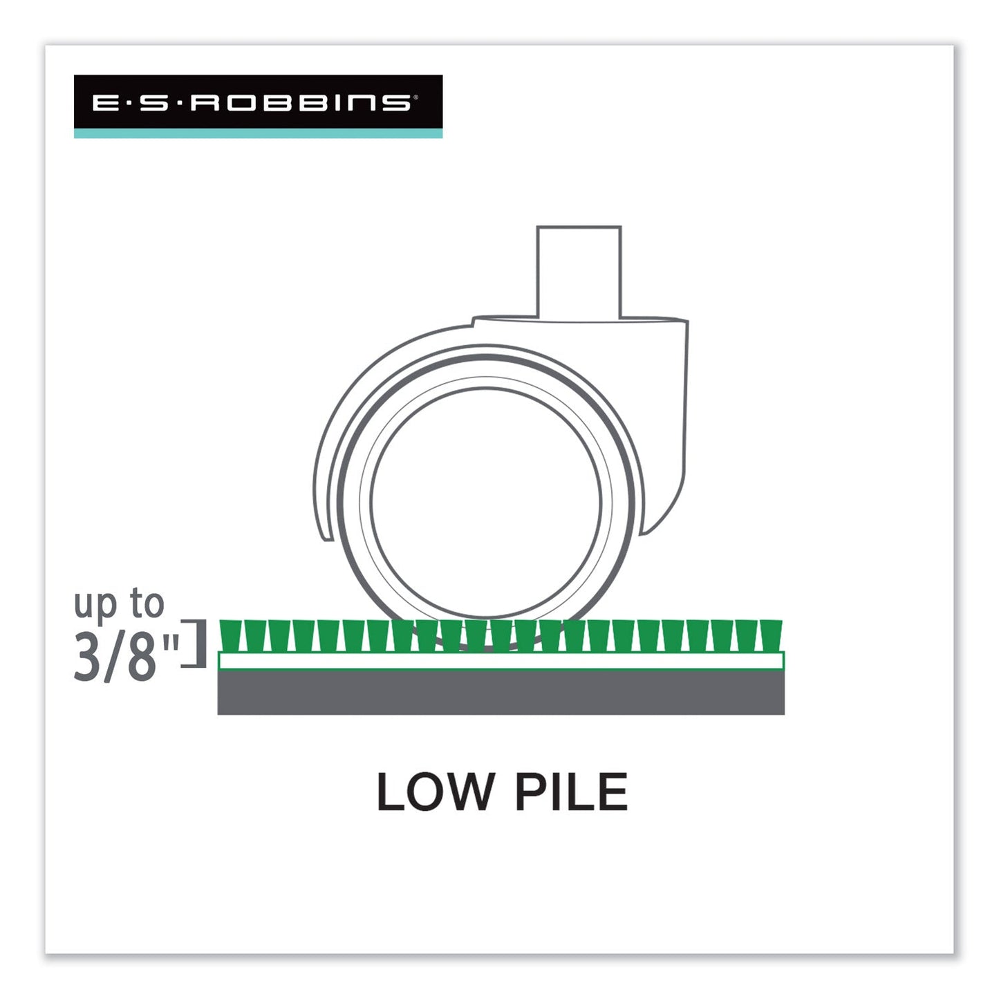 ES Robbins EverLife Moderate Use Chair Mat for Low Pile Carpet, Rectangular with Lip, 45" x 53", Clear