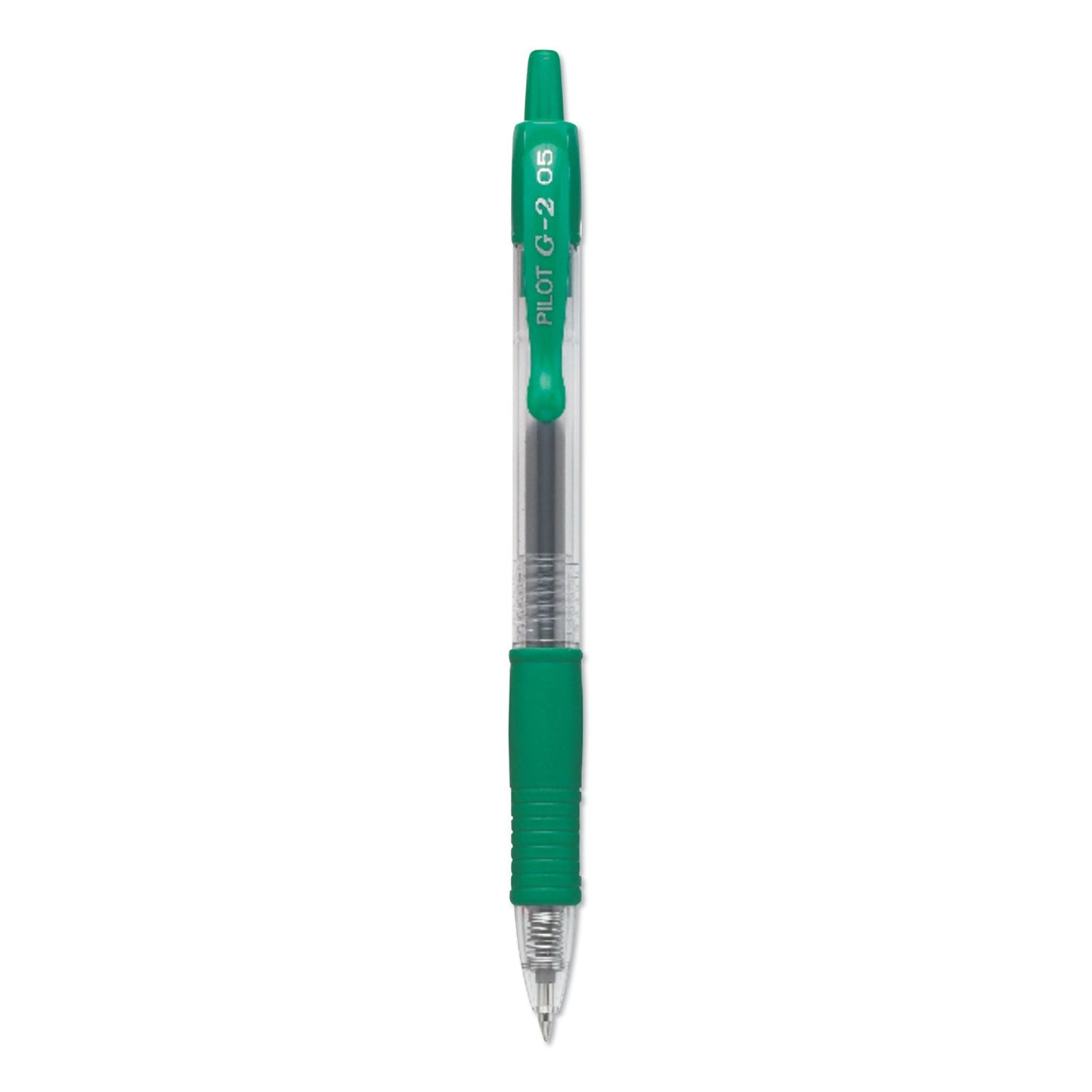 Pilot G2 Premium Gel Pen, Retractable, Extra-Fine 0.5 mm, Green Ink, Smoke Barrel, Dozen