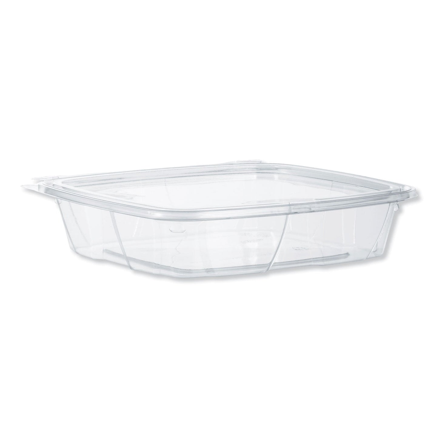 Dart ClearPac SafeSeal Tamper-Resistant/Evident Containers, Flat Lid, 35 oz, 7.9 x 8.8 x 1.8, Clear, Plastic, 100/Bag, 2 Bags/CT