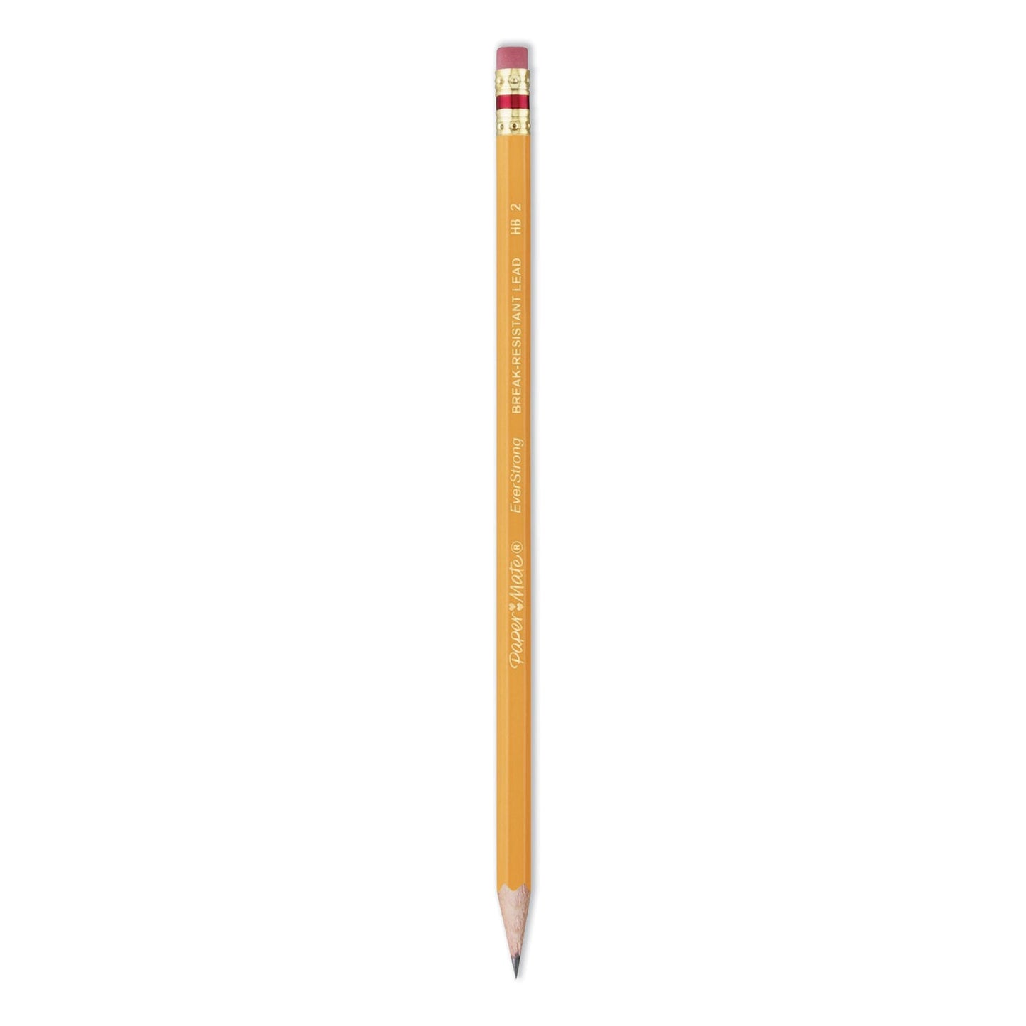 Paper Mate EverStrong #2 Pencils, HB (#2), Black Lead, Gold Barrel, Dozen
