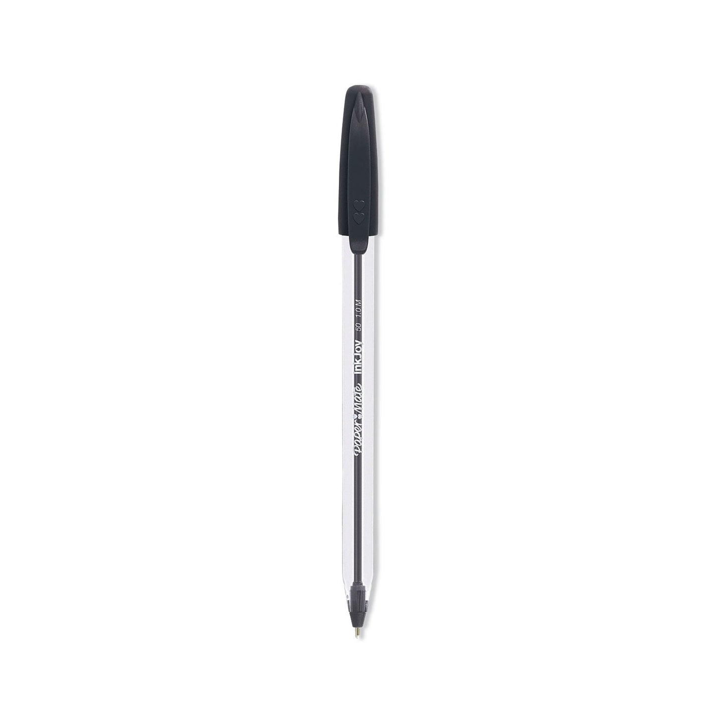 Paper Mate InkJoy 50ST Ballpoint Pen, Stick, Medium 1 mm, Black Ink, Clear Barrel, Dozen