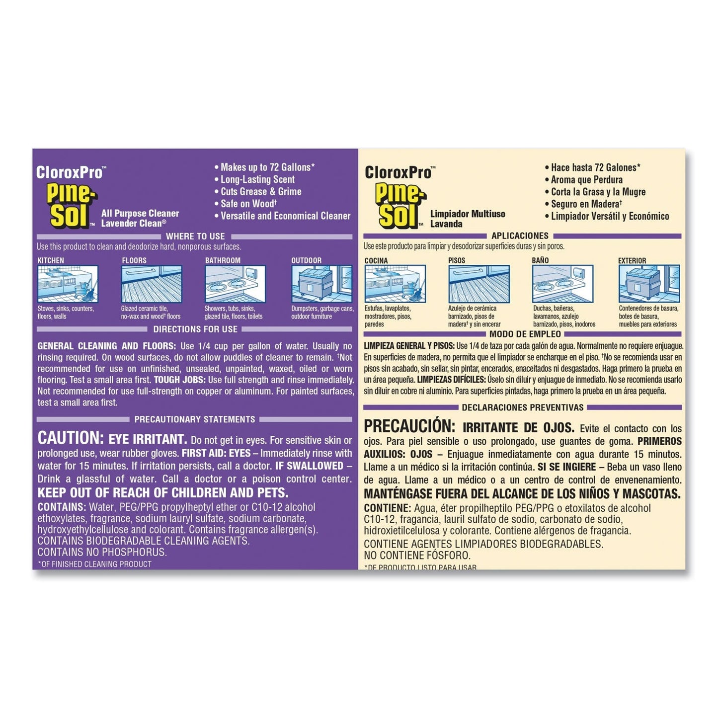 Pine-Sol All Purpose Cleaner, Lavender Clean, 144 oz Bottle, 3/Carton