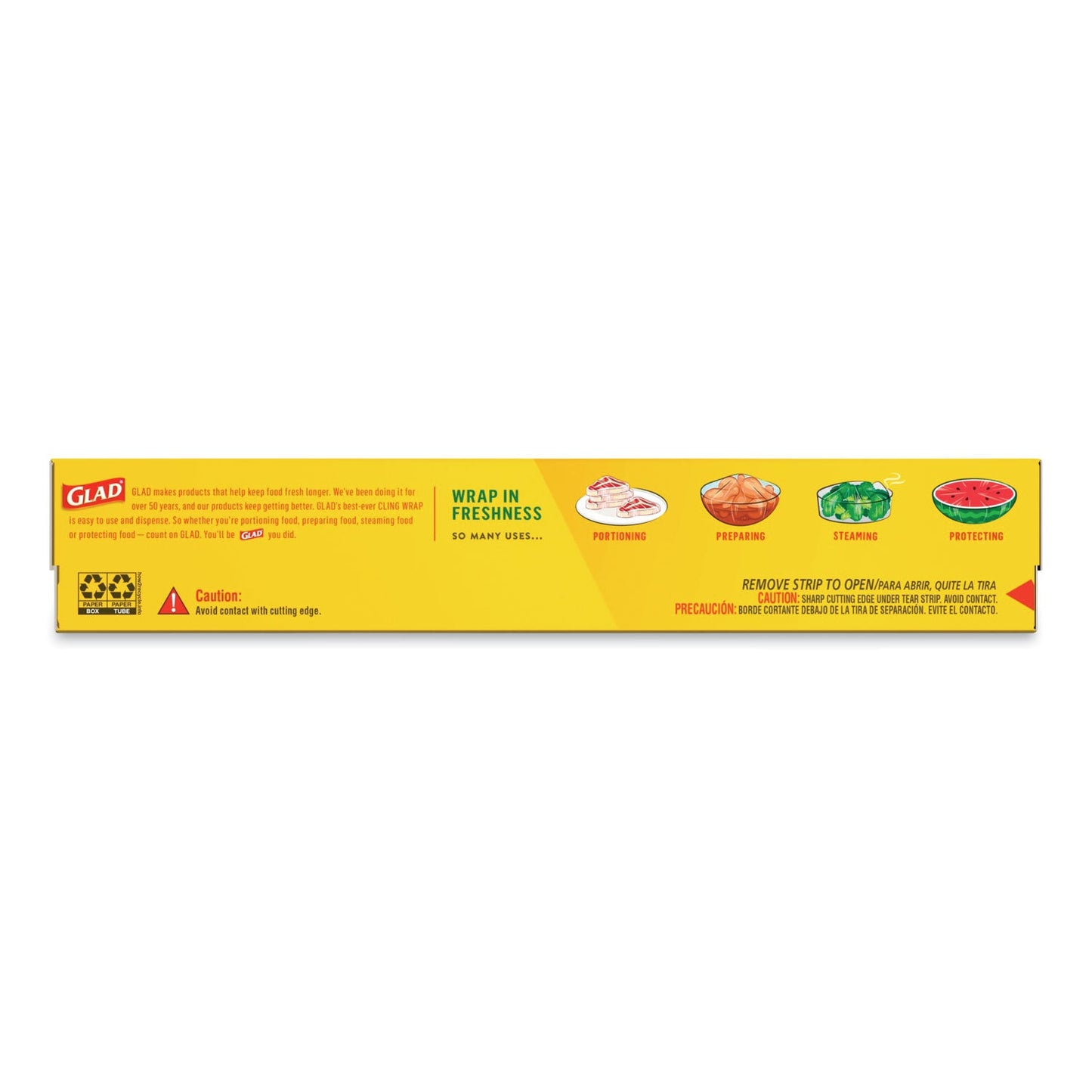 Glad ClingWrap Plastic Wrap, 200 Square Foot Roll, Clear, 12 Rolls/Carton