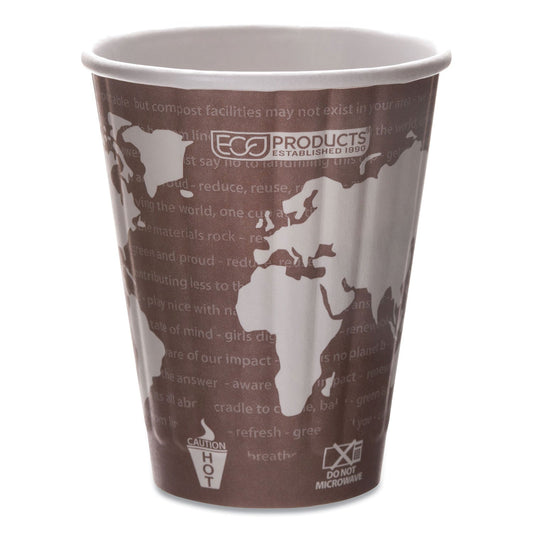 Eco-Products World Art Renewable and Compostable Insulated Hot Cups, PLA, 8 oz, 40/Pack, 20 Packs/Carton