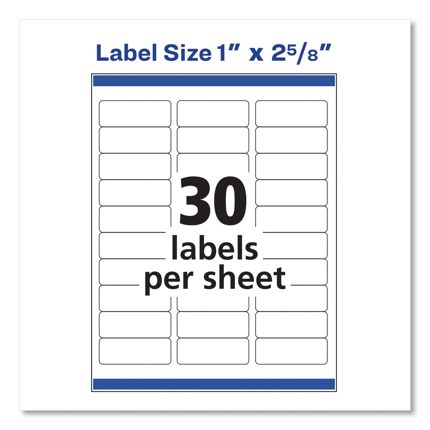 Avery Easy Peel White Address Labels w/ Sure Feed Technology, Laser Printers, 1 x 2.63, White, 30/Sheet, 500 Sheets/Box