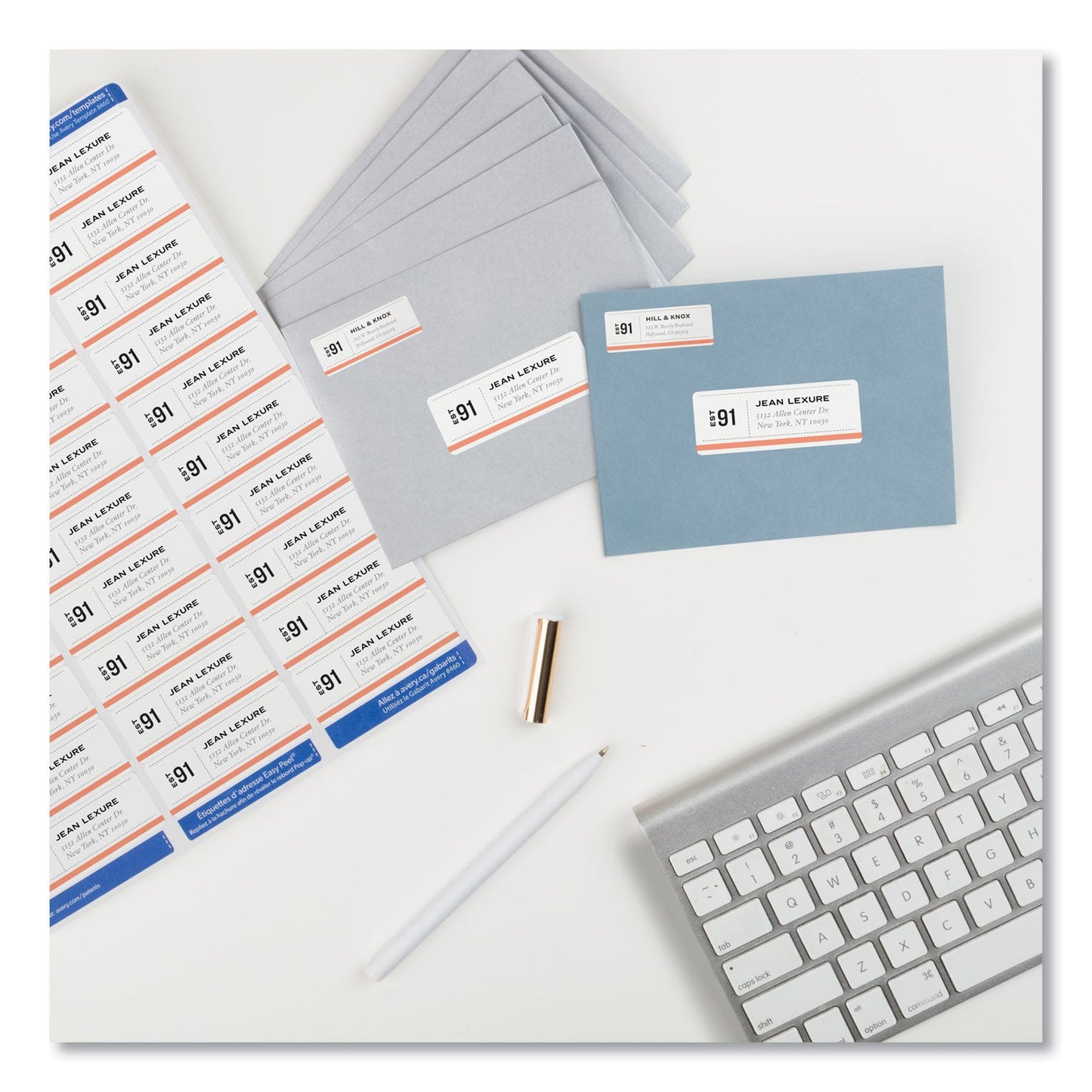Avery Easy Peel White Address Labels w/ Sure Feed Technology, Inkjet Printers, 1 x 2.63, White, 30/Sheet, 100 Sheets/Box