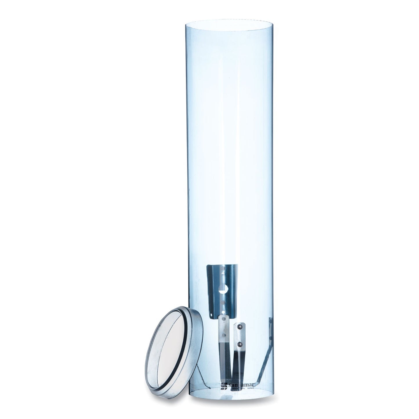 San Jamar Large Pull-Type Water Cup Dispenser, For 12 oz Cups, Translucent Blue